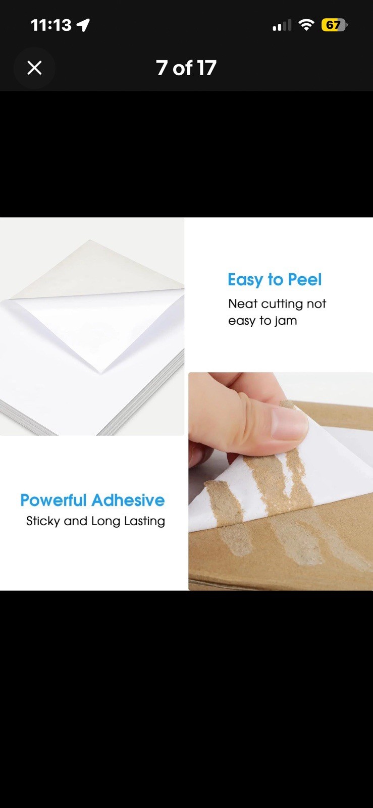 Koala Sticker Paper for Inkjet + Laser Printers 100 Full Sheets,Labels, Open Pak