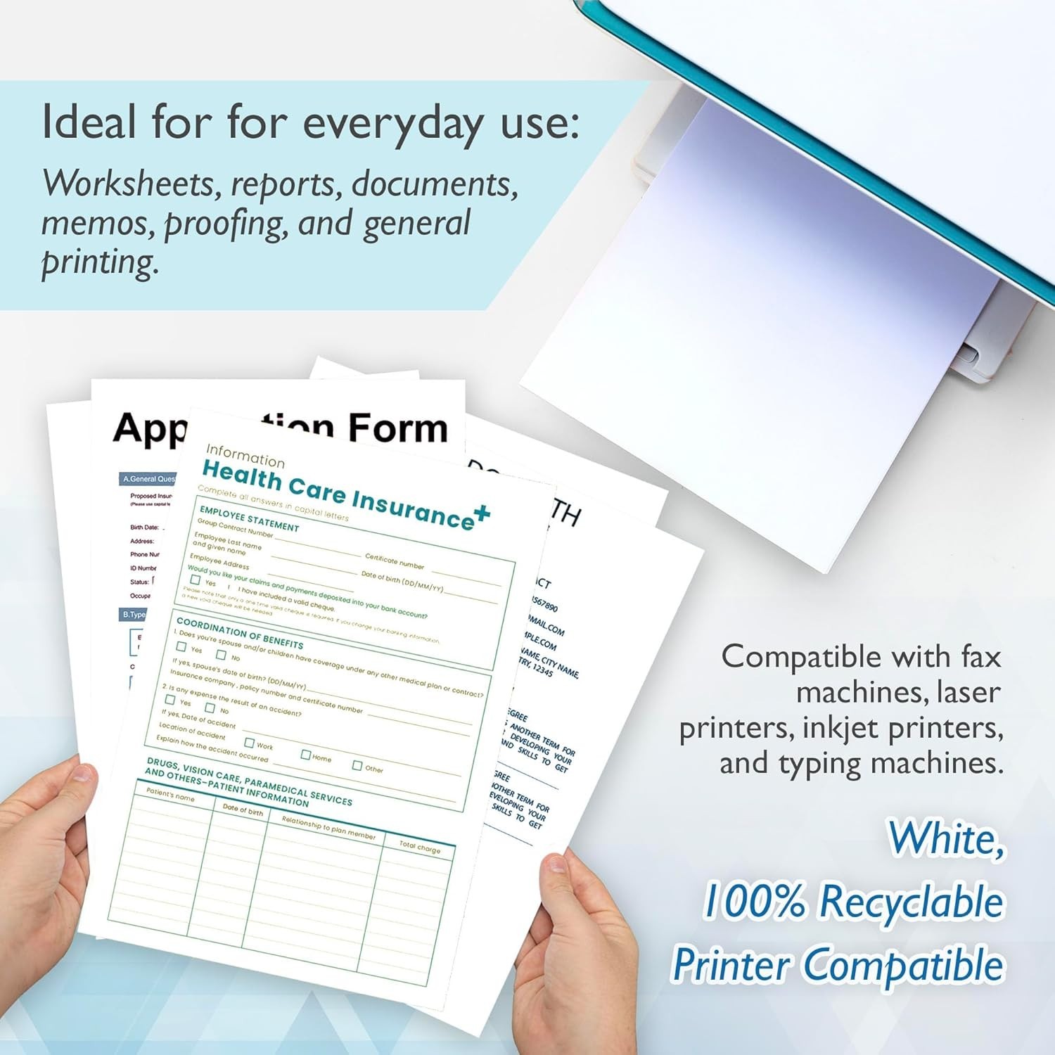 8.5″x11″ White Printer Paper – Ideal for School & Office, 100 Sheets