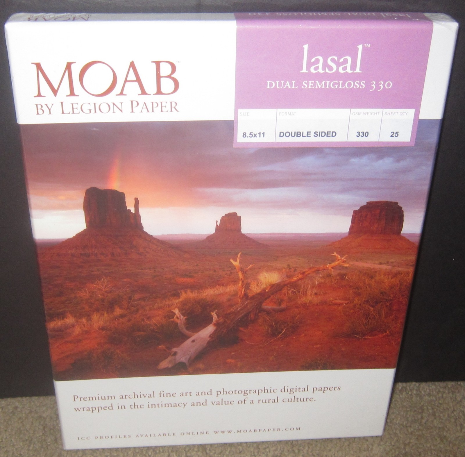 MOAB by Legion Paper Lasal Photo Dual Semigloss 330 8.5 x 11-25 Sheets- NEW