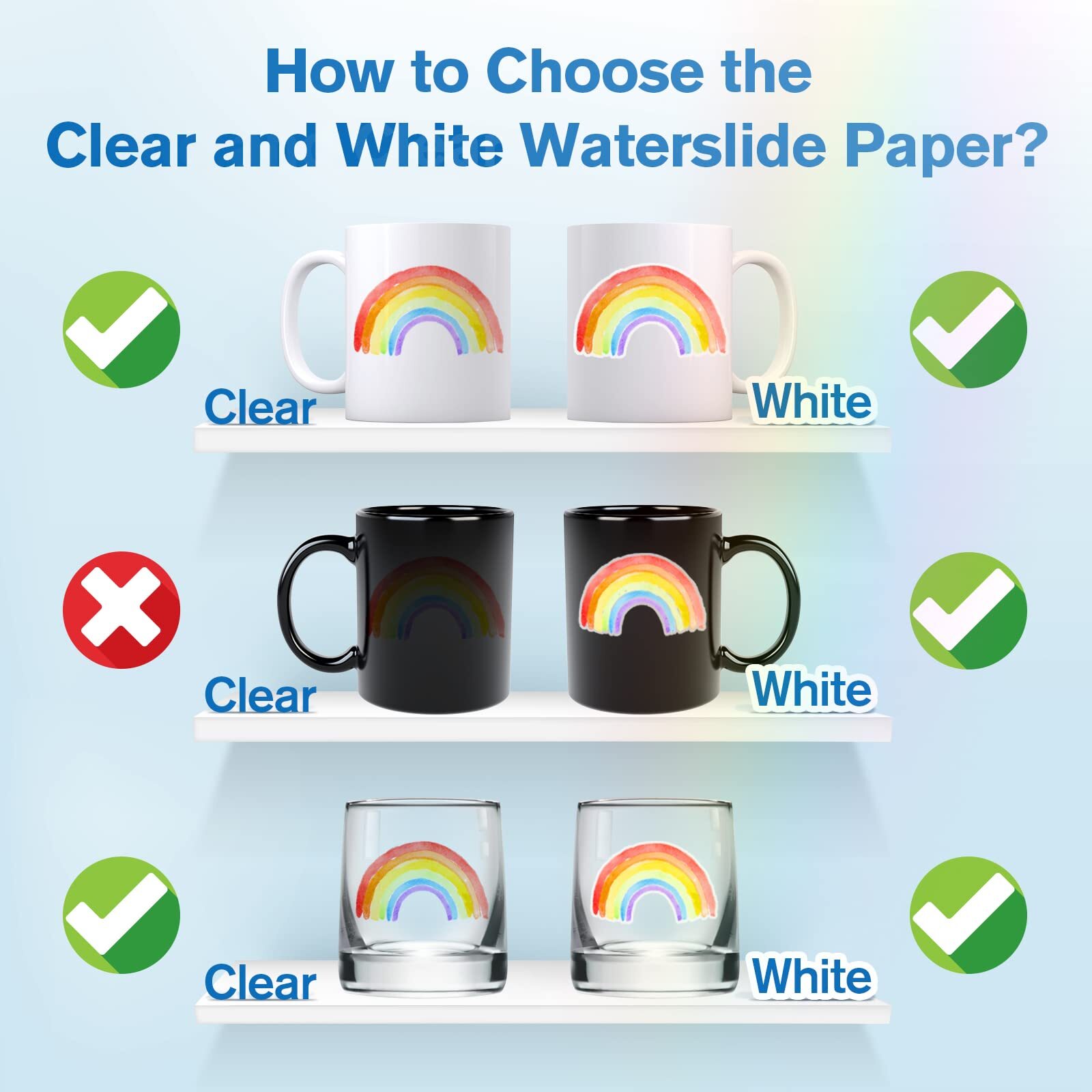 Koala 25 Sheets Waterslide Decal Paper Inkjet Printer – WHITE 8.5×11 Inch Wat…