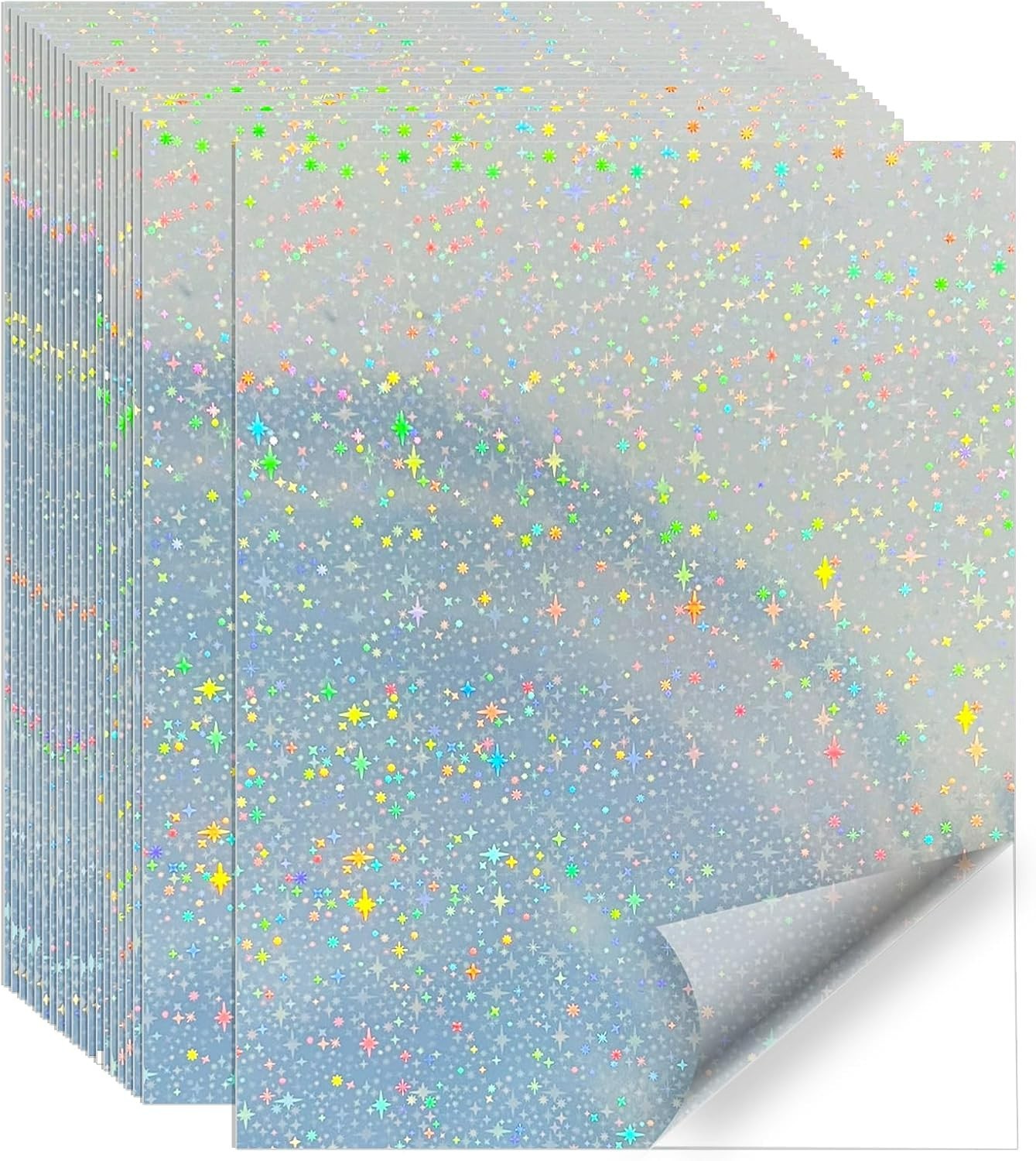 Printable Sticker Paper, 20 Sheets Holographic Star Sticker 8.5″ x 11″