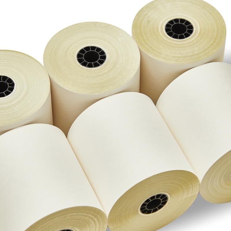 (50 Rolls) 3” x 95′ White/Canary 2 Ply 3″ x White/Yellow (2-Ply), white