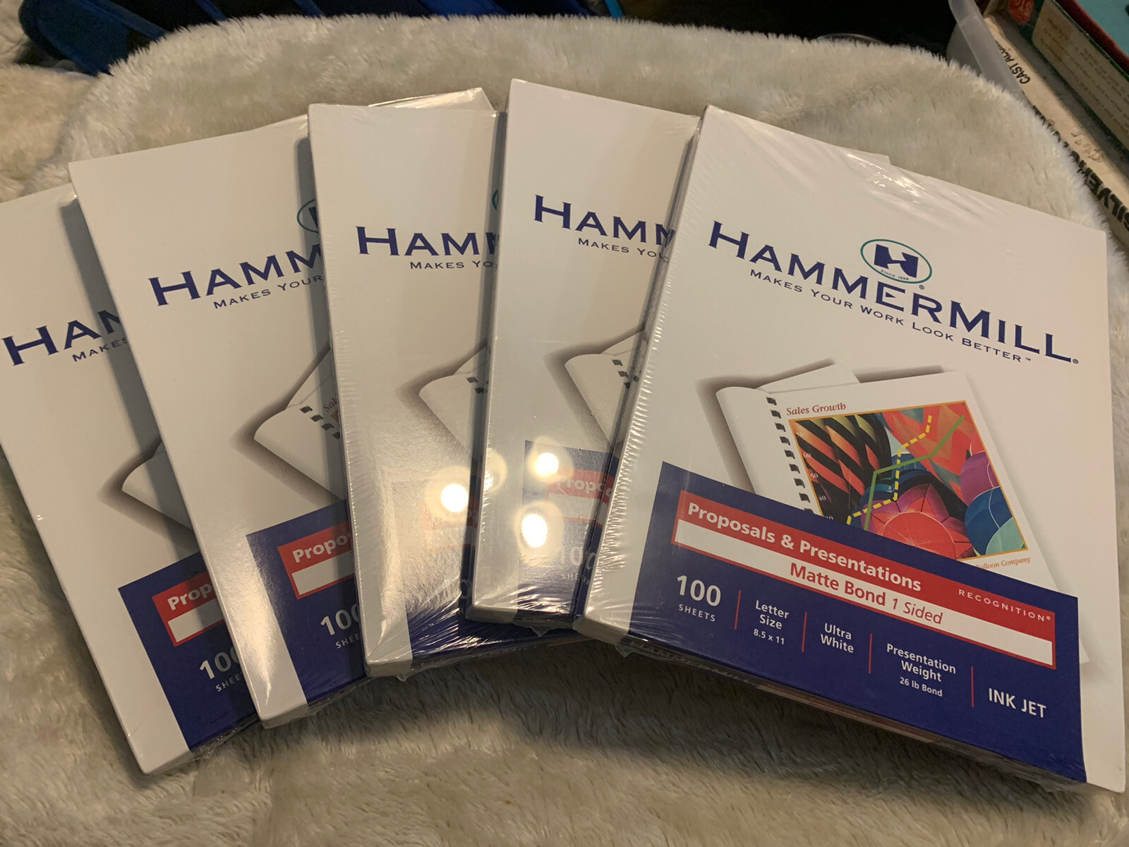 5 Packs of Hammermill Matte Bond 1 Sided Ink Jet Printer Paper