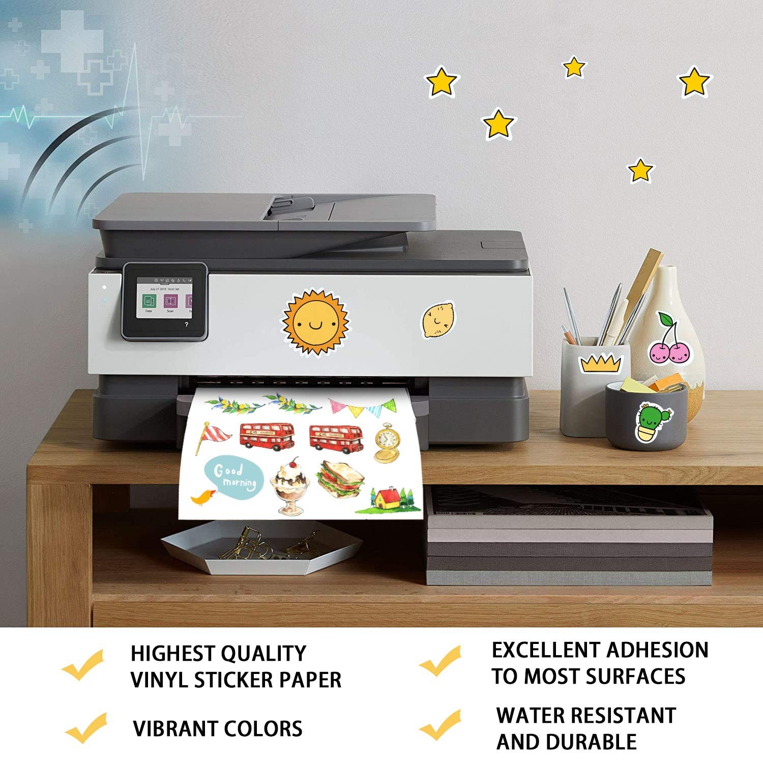 Premium Printable Vinyl Sticker Paper for Inkjet Printer,50 Sheets Matte Whit…
