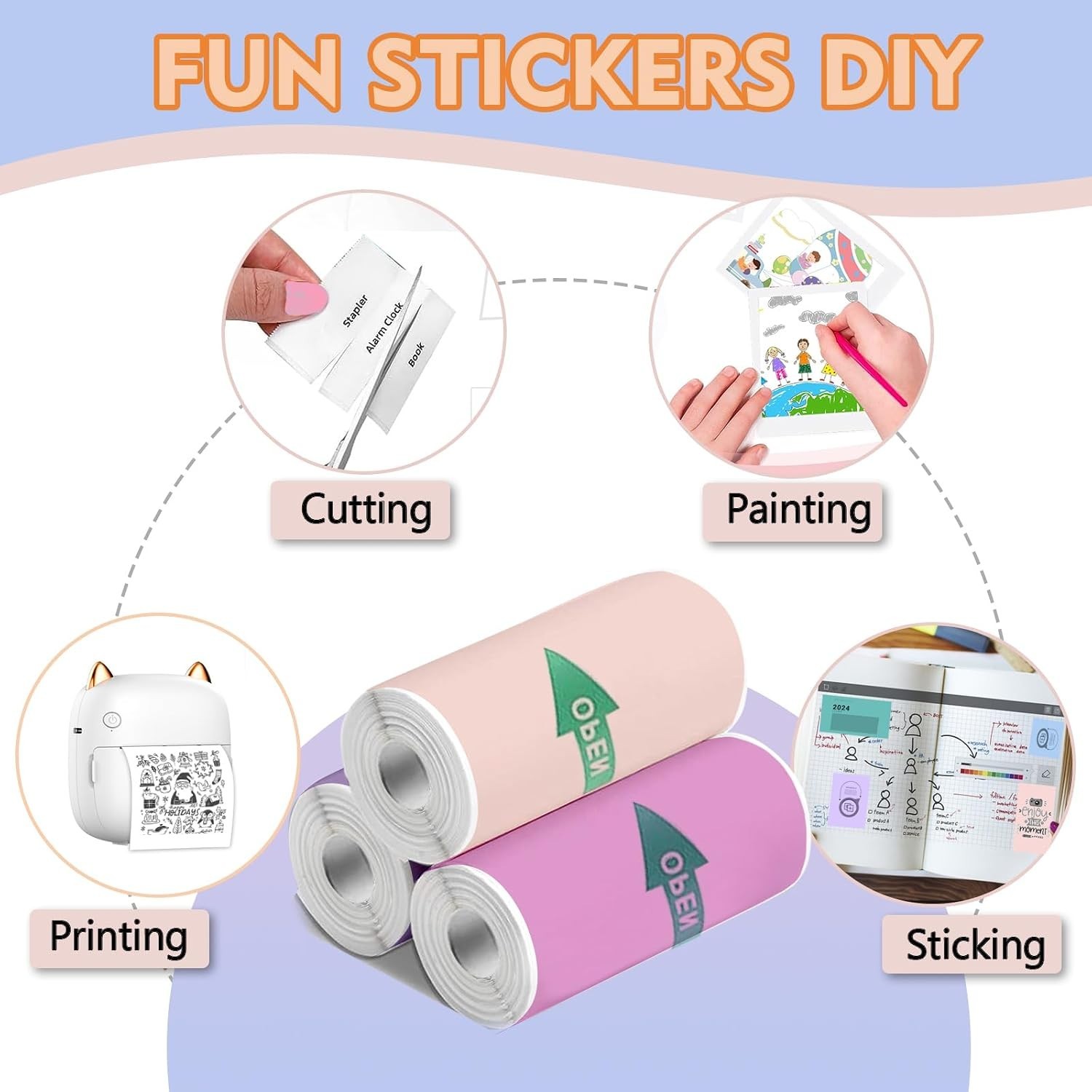 9 Rolls Mini Thermal Sticker Paper for Mini Inkless Printer, BPA/BPS Free | 3…