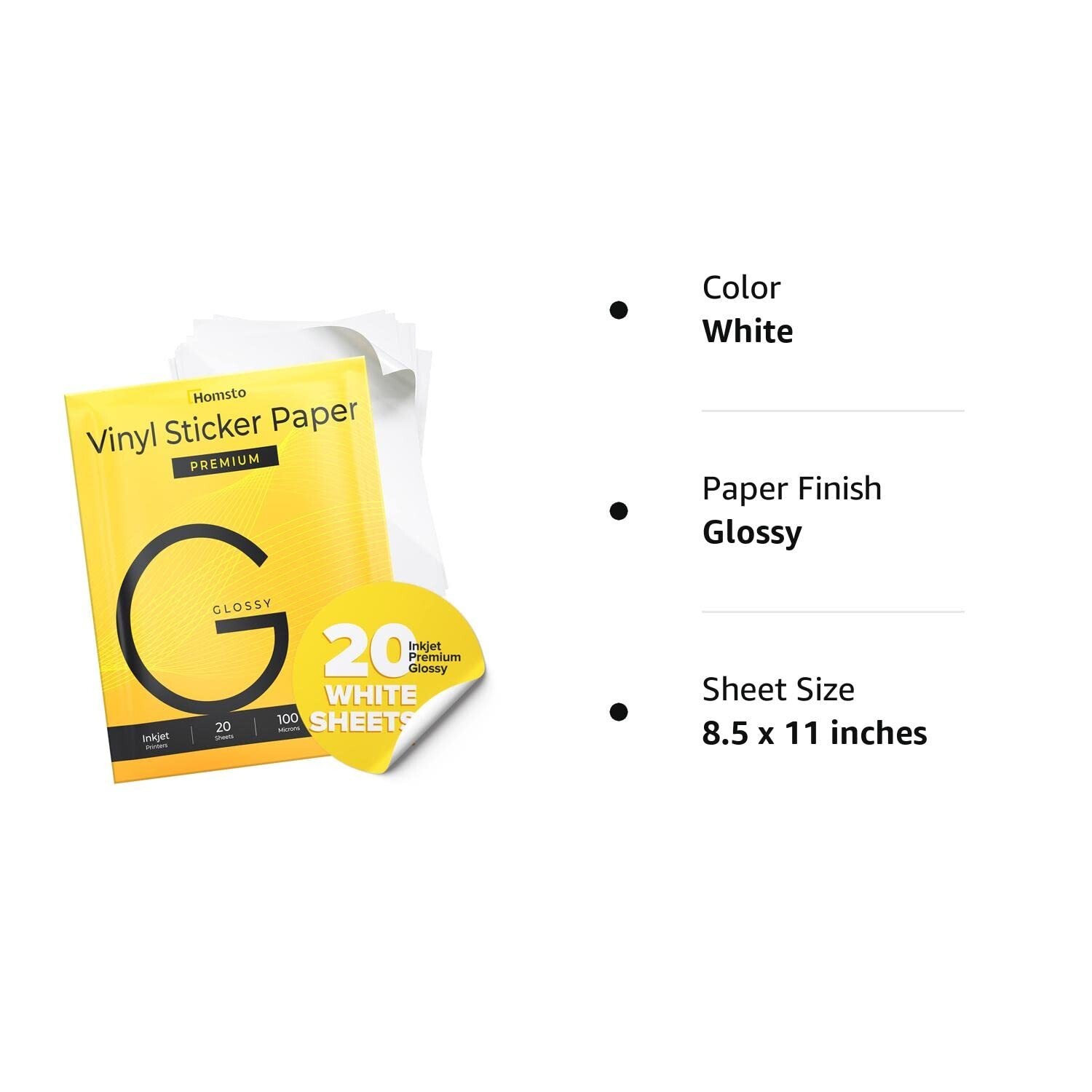 Vinyl Sticker Paper, Premium Glossy Printable Vinyl Sticker Paper for Inkjet …