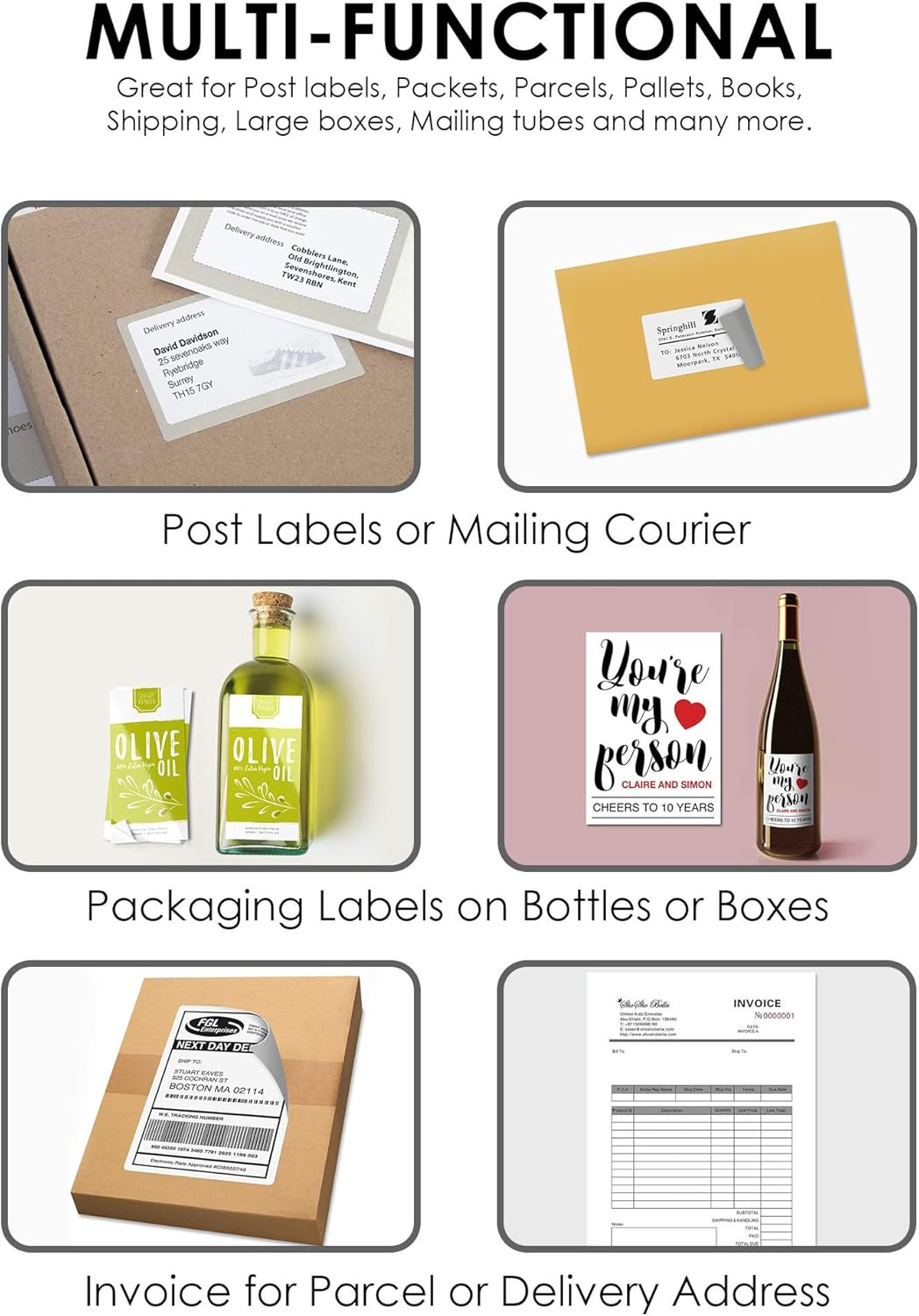 21 Labels per A4 Sheet, 50 Sheets 1050 Sticky Label, Printable Sticker Paper, M