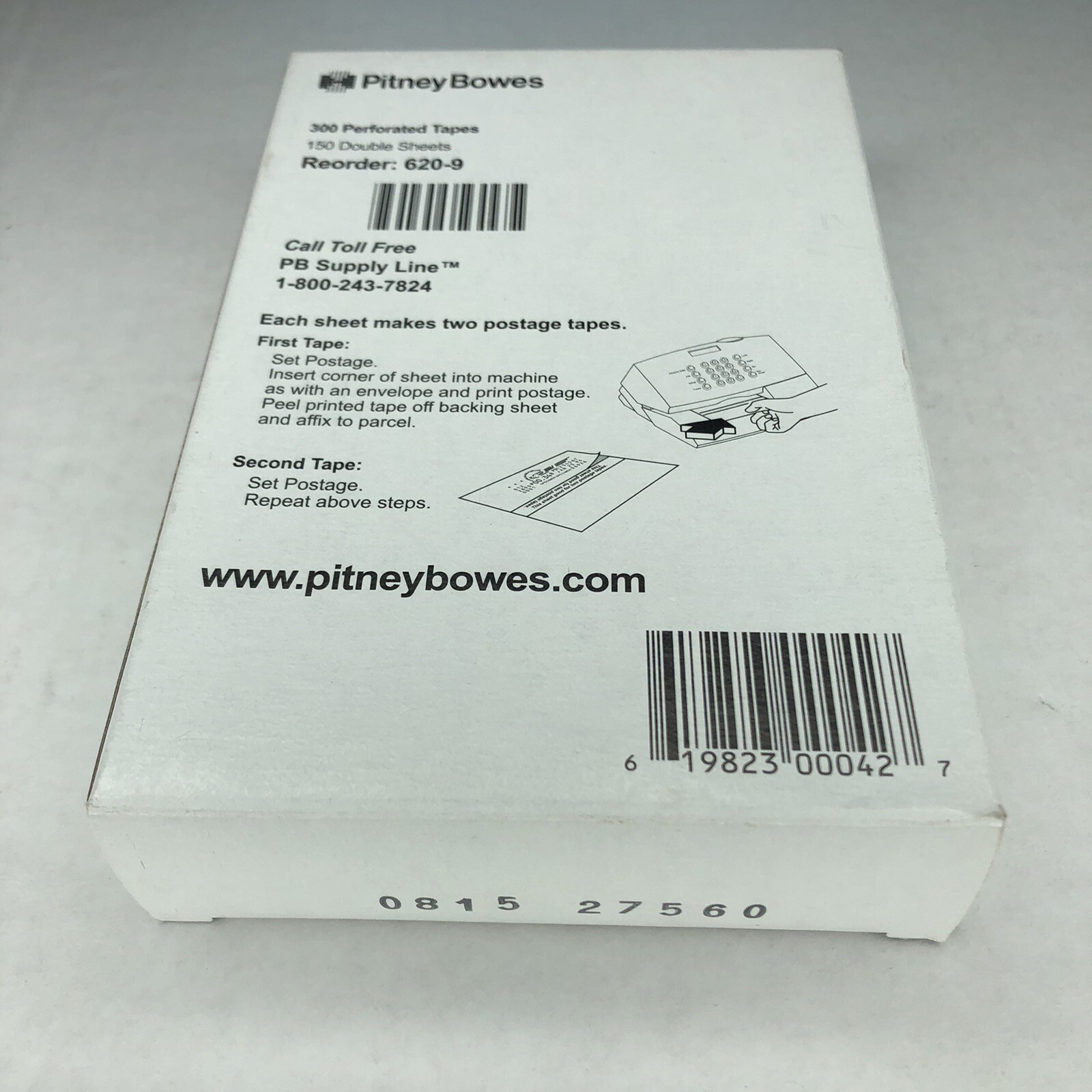 POSTAGE METER TAPE STRIPS Genuine PITNEY BOWES 620-9 132 Sheets **PARTIAL BOX**