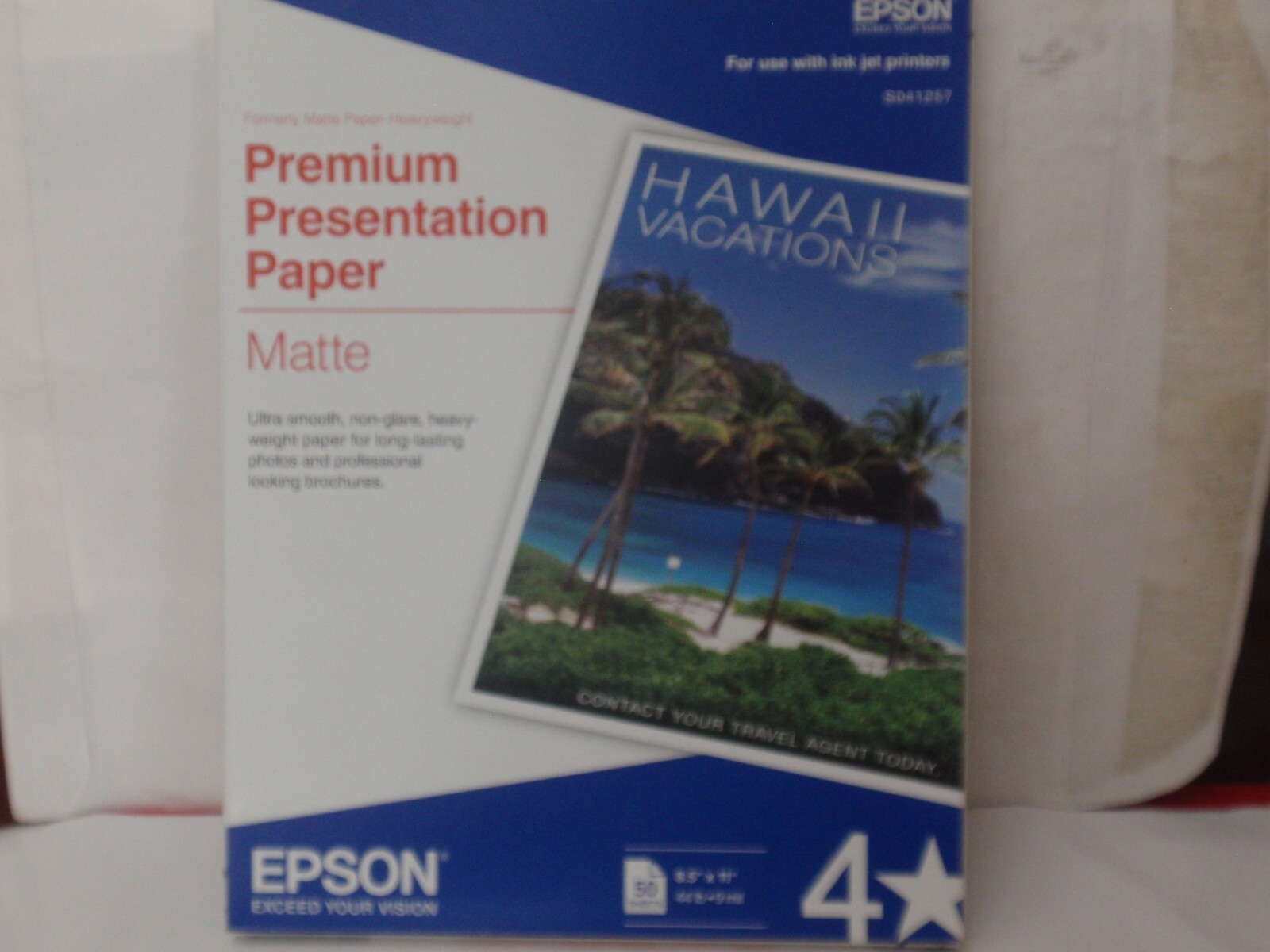Epson Premium Presentation Paper, 9 Mil, 8.5×11, Matte White 50 Sheets S041257