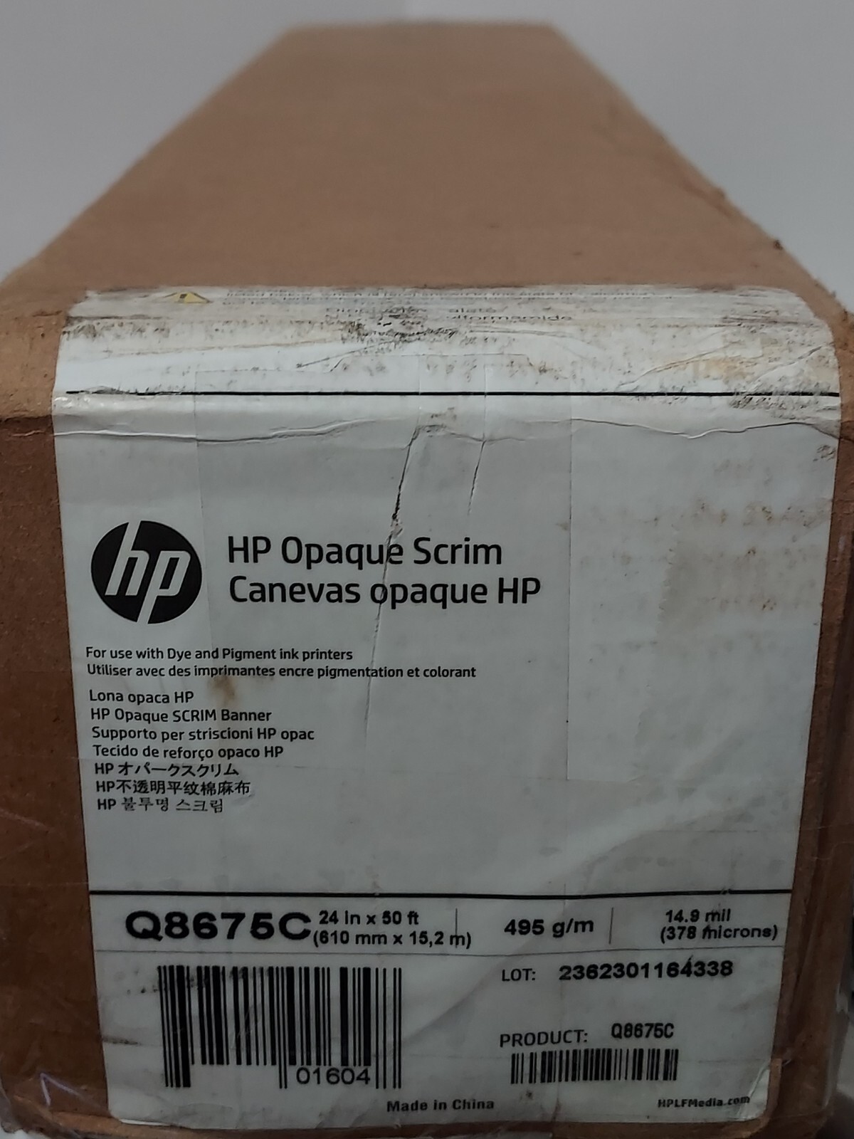 HP Inkjet Print Banner Paper 24″ x 49 ft Opaque Matte Q8675C