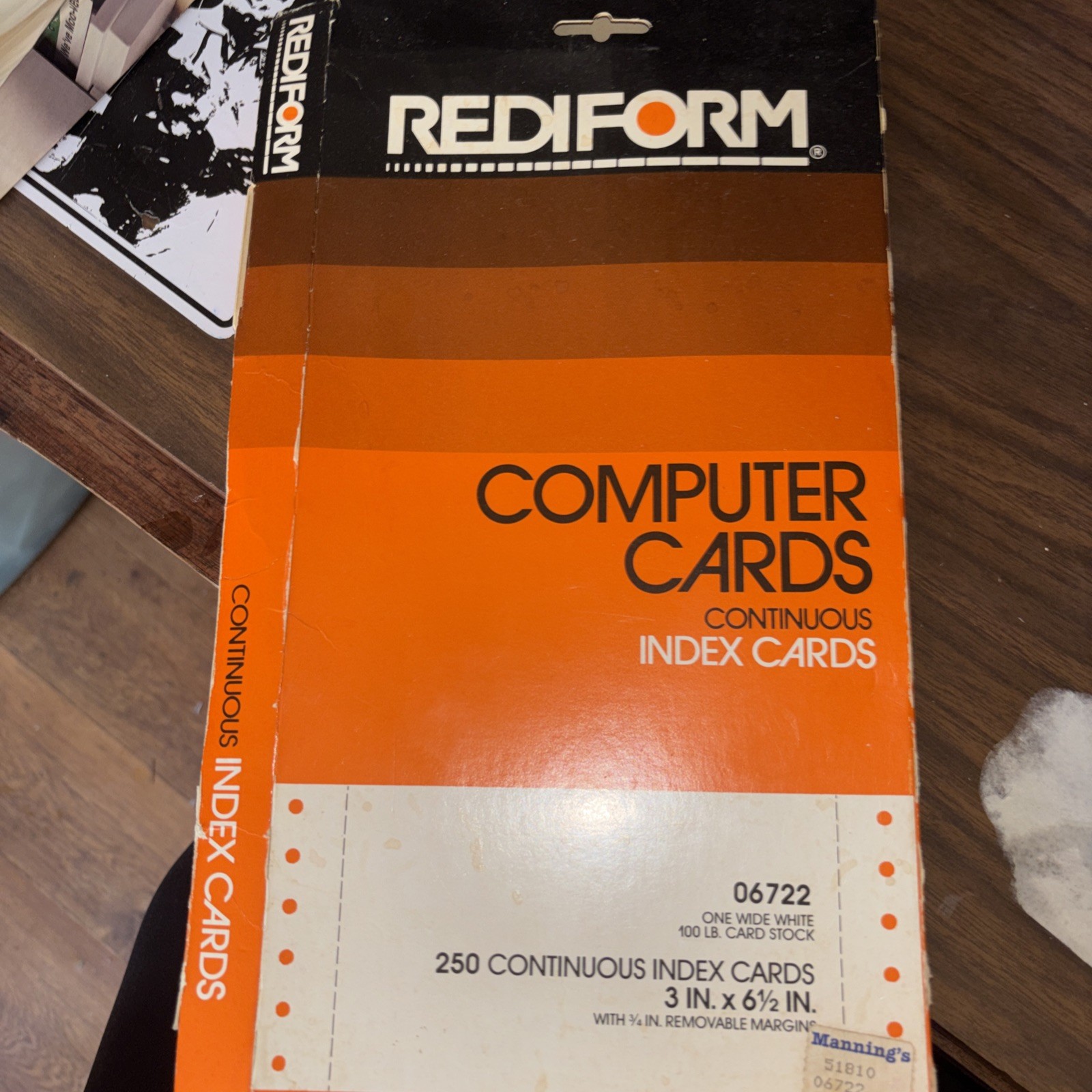 Vintage 1984 RediForm 250 Continuous Index Cards 3in.x6-1/2in.