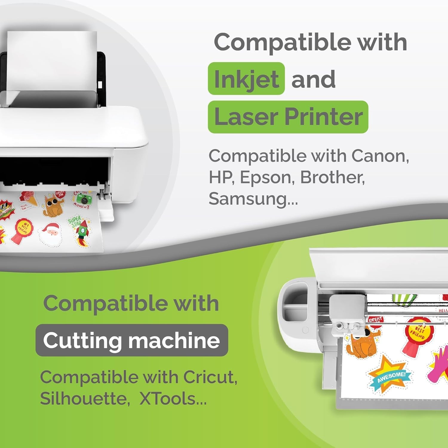 Printable Vinyl Sticker Paper for Inkjet Printer – 34 Sheets Self-Adhesive Sh…