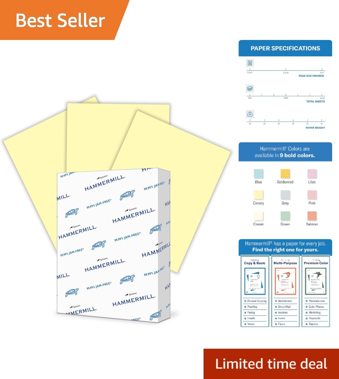Canary Colored Printer Paper – 20lb, 500 Sheets, 8.5 x 11 Inches, Eco-Friendly