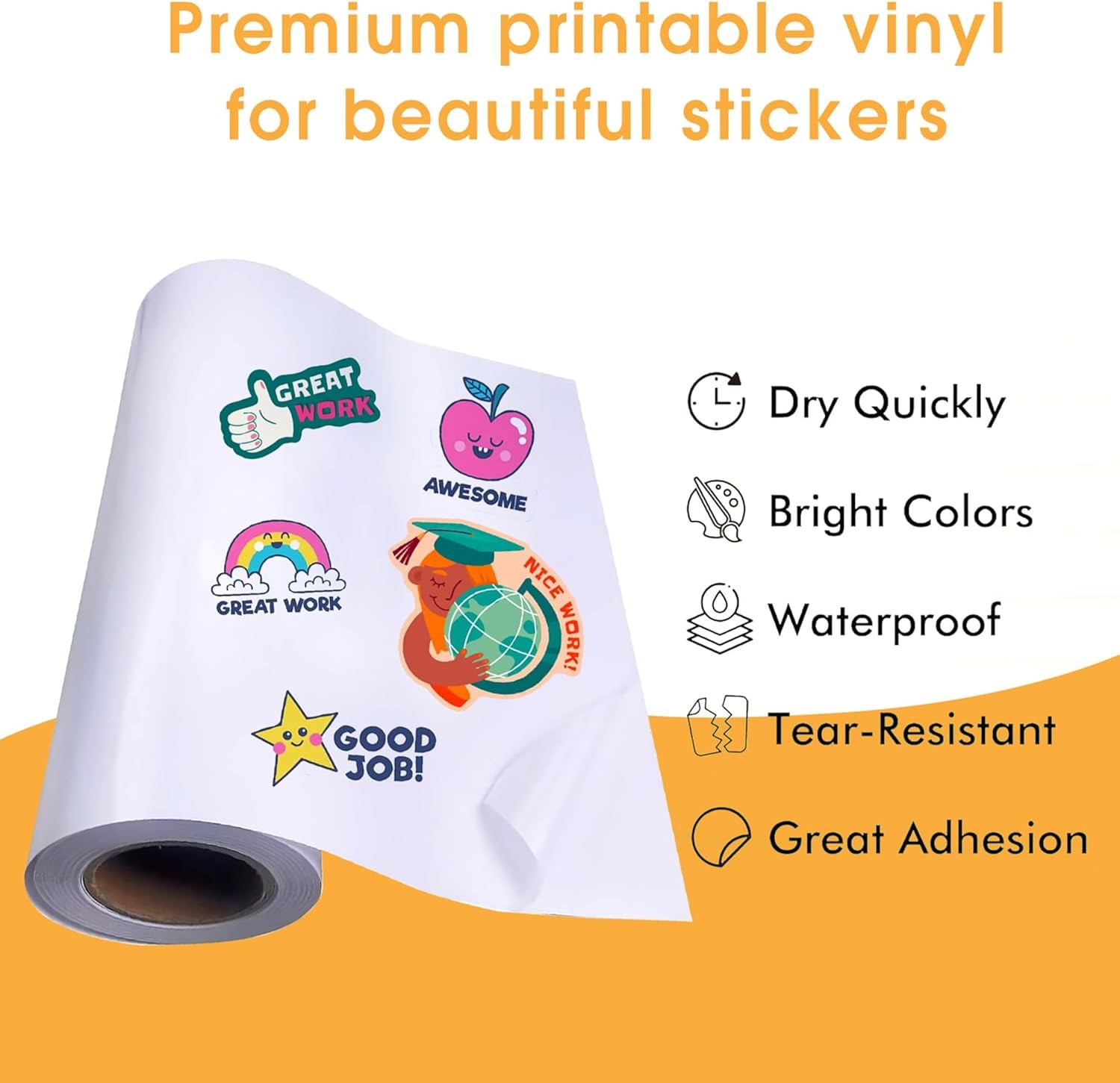Bleidruck Glossy White 24inx1200in Printable Vinyl Sticker Paper Waterproof