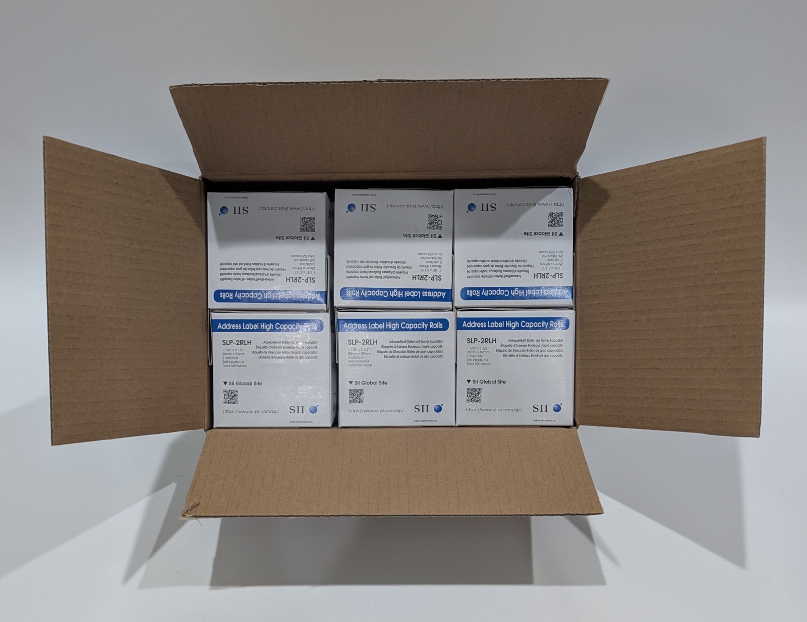 Seiko SLP-2RLH Labels Bulk Lot 6 Boxes (12 Rolls) 1-1/8 x 3-1/2 White 3120ct