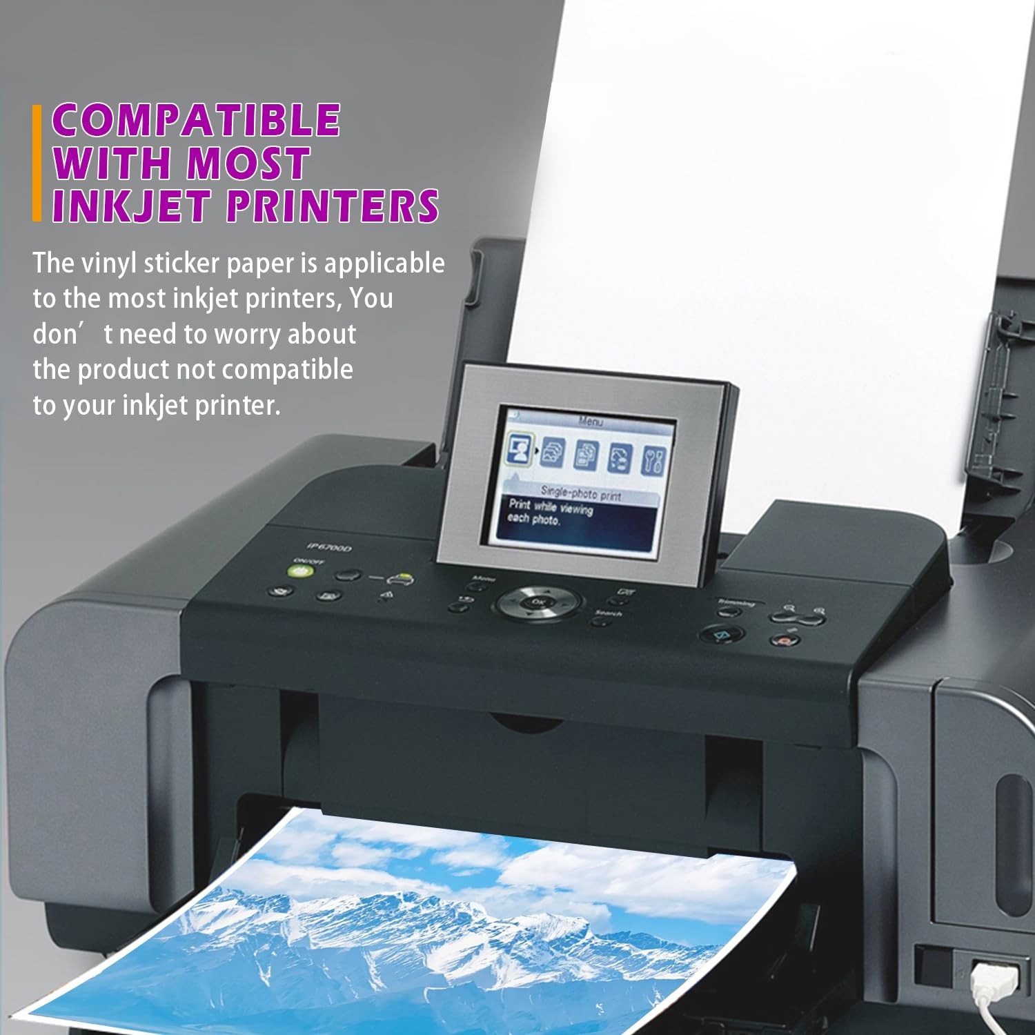 Premium Printable Vinyl Sticker Paper for Inkjet & Laser Printer, 100% Transp…