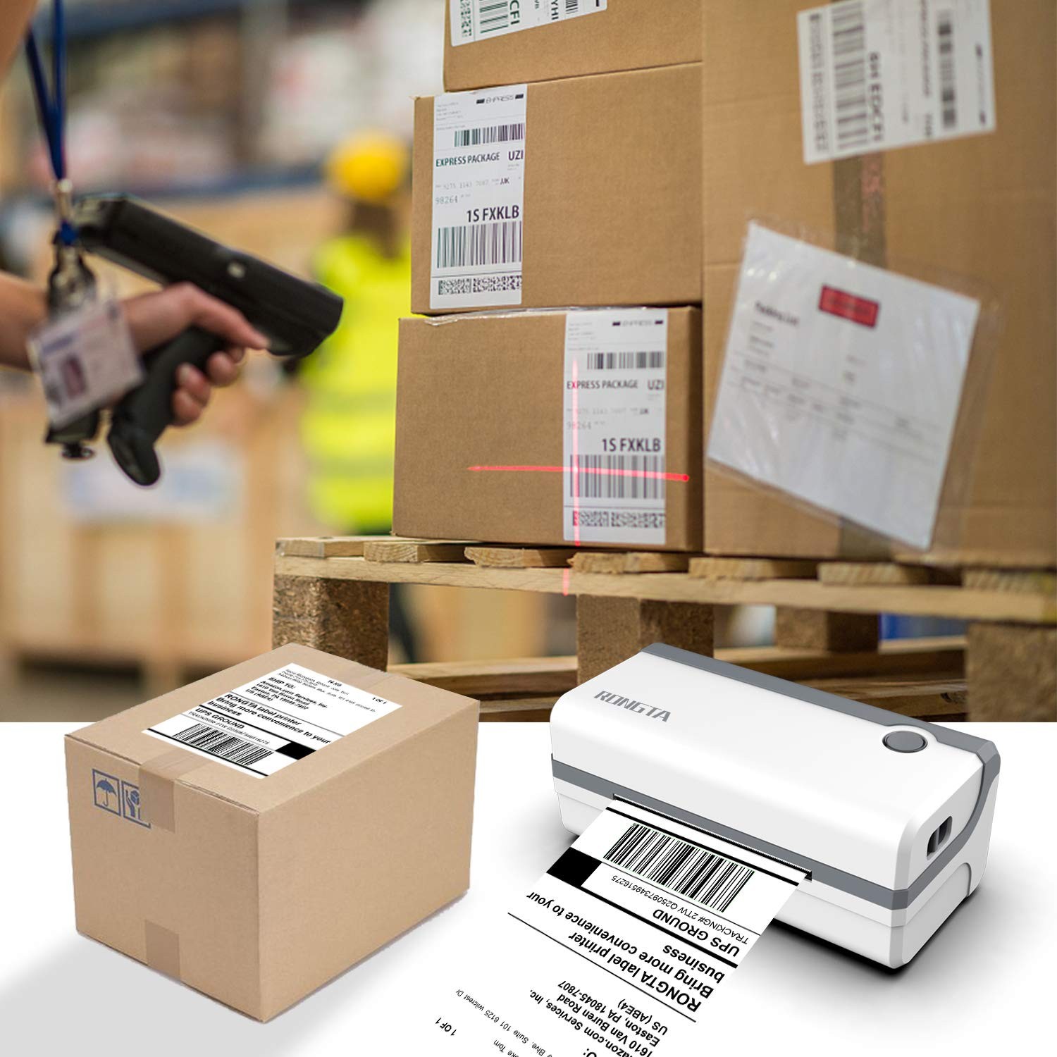 Rongta Bluetooth Thermal Shipping Label 8.66 x 4.13 x 3.54 inches, White