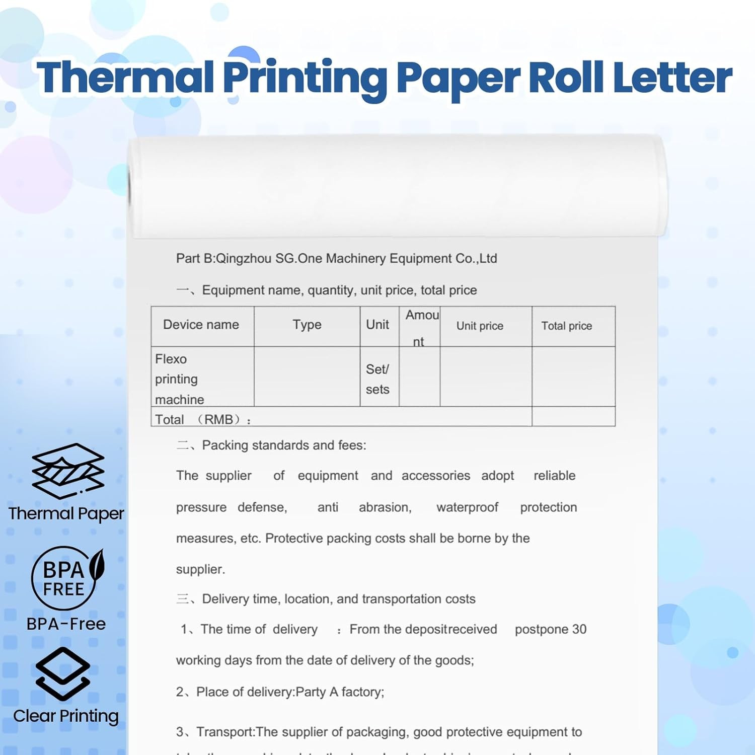 4 Rolls US Letter Size Thermal Printer Paper 8.5”X11” Quick-Dry Thermal Paper