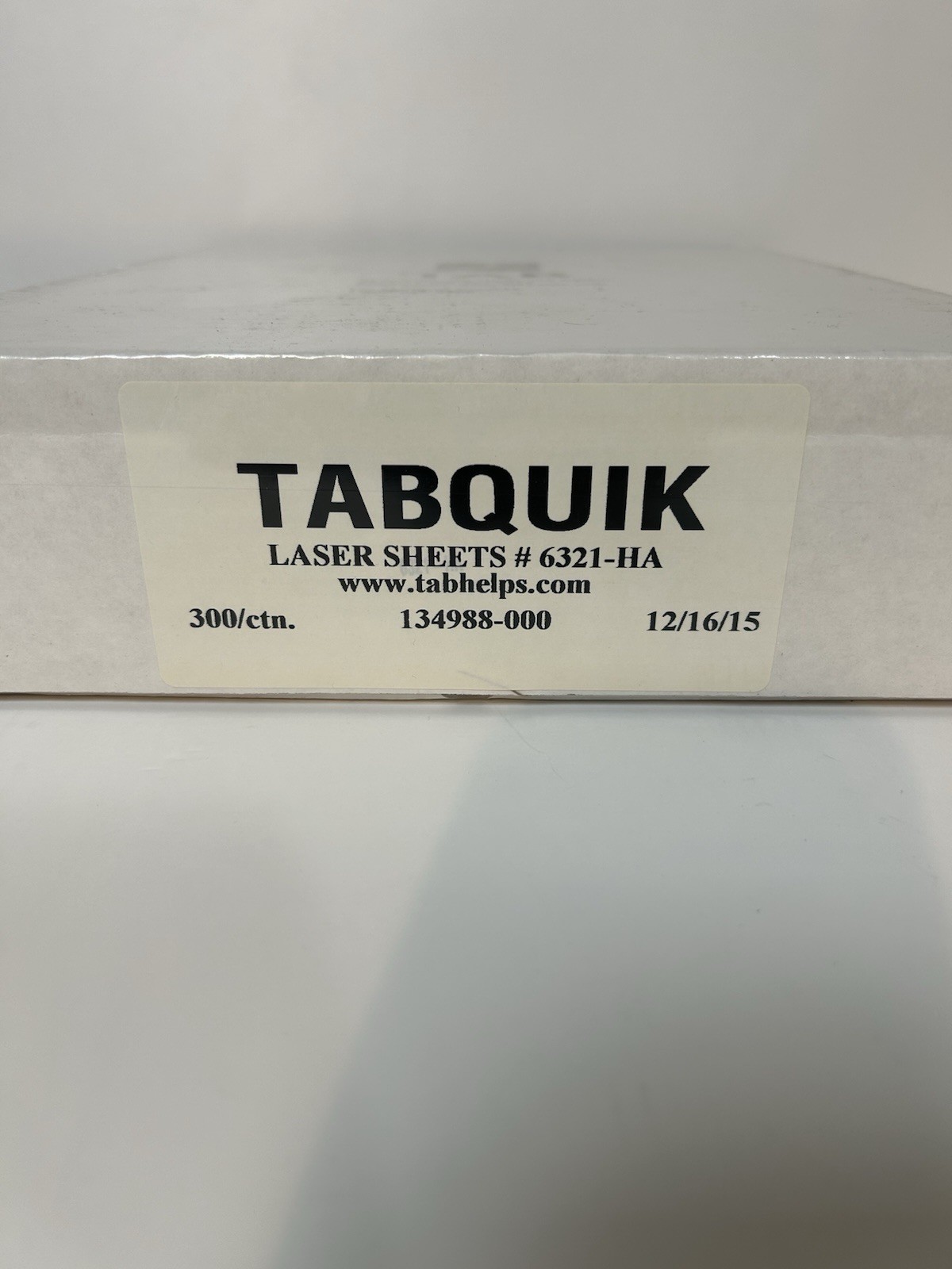 TABQUIK, Printer Labels, Laser, 6 Labels/Sheet, 1,800 Labels/Box Model #C6321-HA