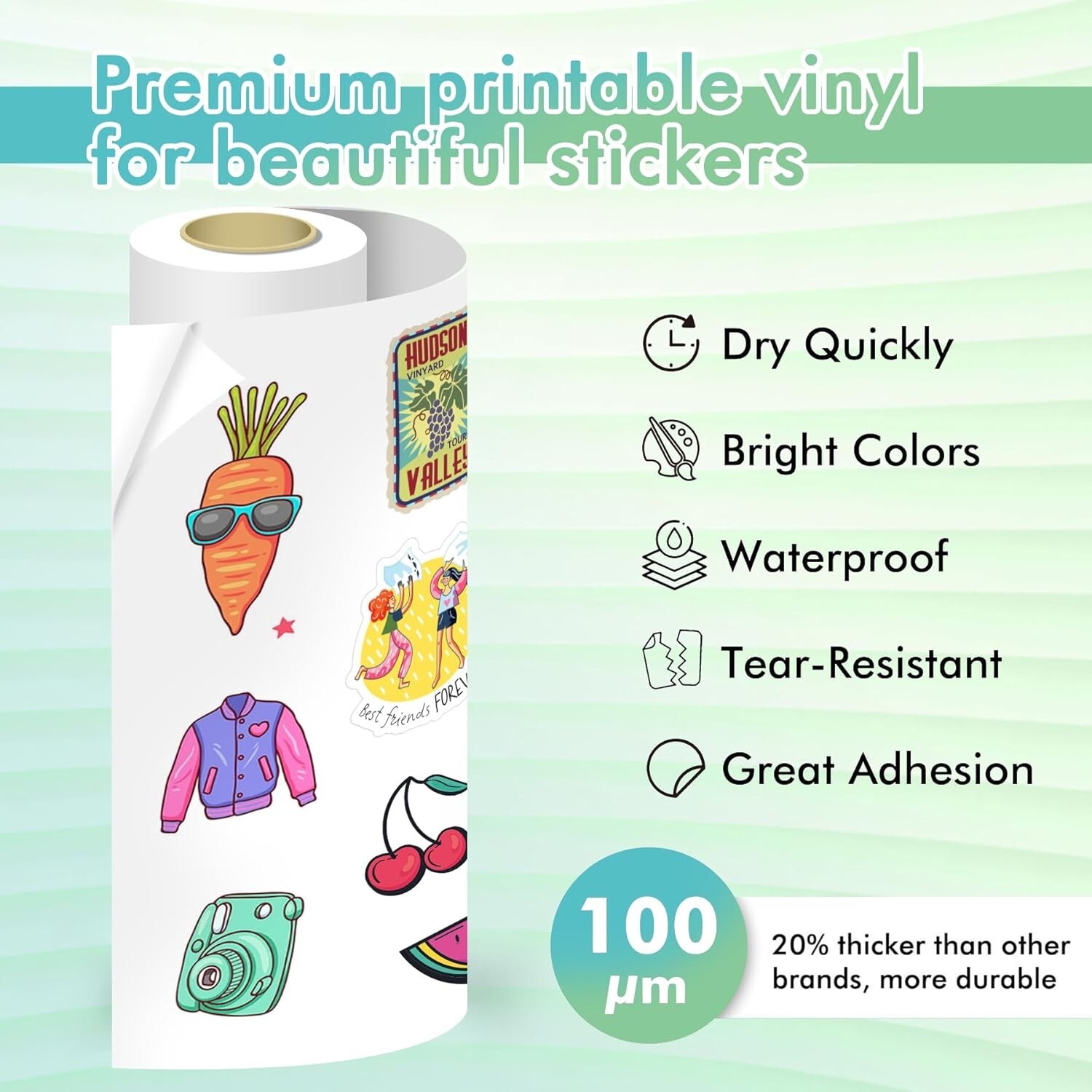 Koala Printable Vinyl Sticker Paper Roll 2 Rolls 13 In x 32.8FT Inkjet Printers