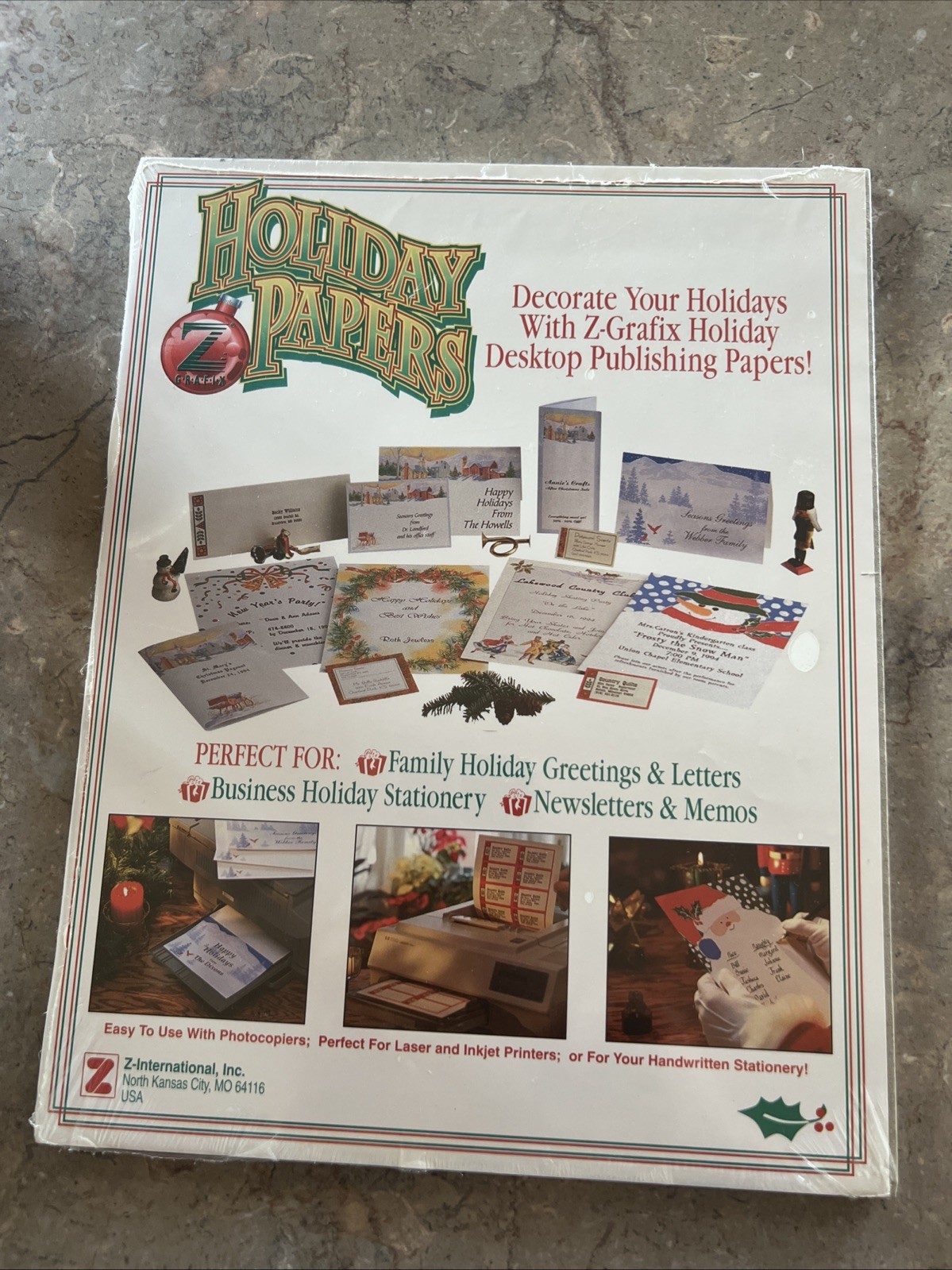 Vintage Z GRAFIX~100 Sheets of 8.5″x11″ Winter PAPERS for LASER & INJET