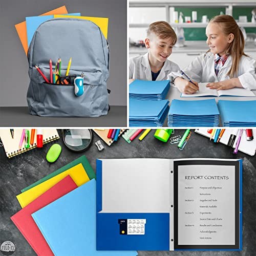 Two-Pocket Folders with 3-Prong 25 Folders with 3-Prong Fasteners Blue