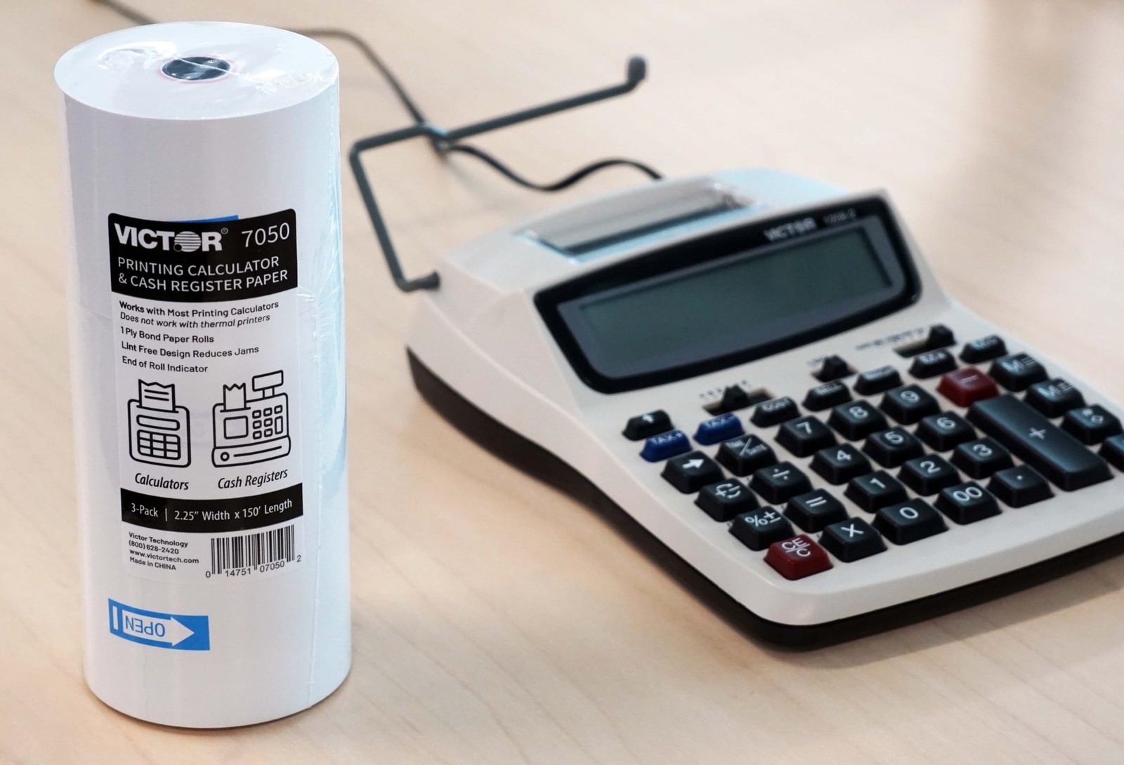 Victor Thermal Paper Roll For Printing Calculators & Cash Registers, 3 White