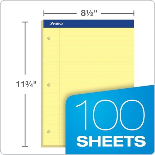 Evidence Dual Ruled Pad, Legal Ruling, Size 8.5 x 11.75 Inches, Canary Paper,