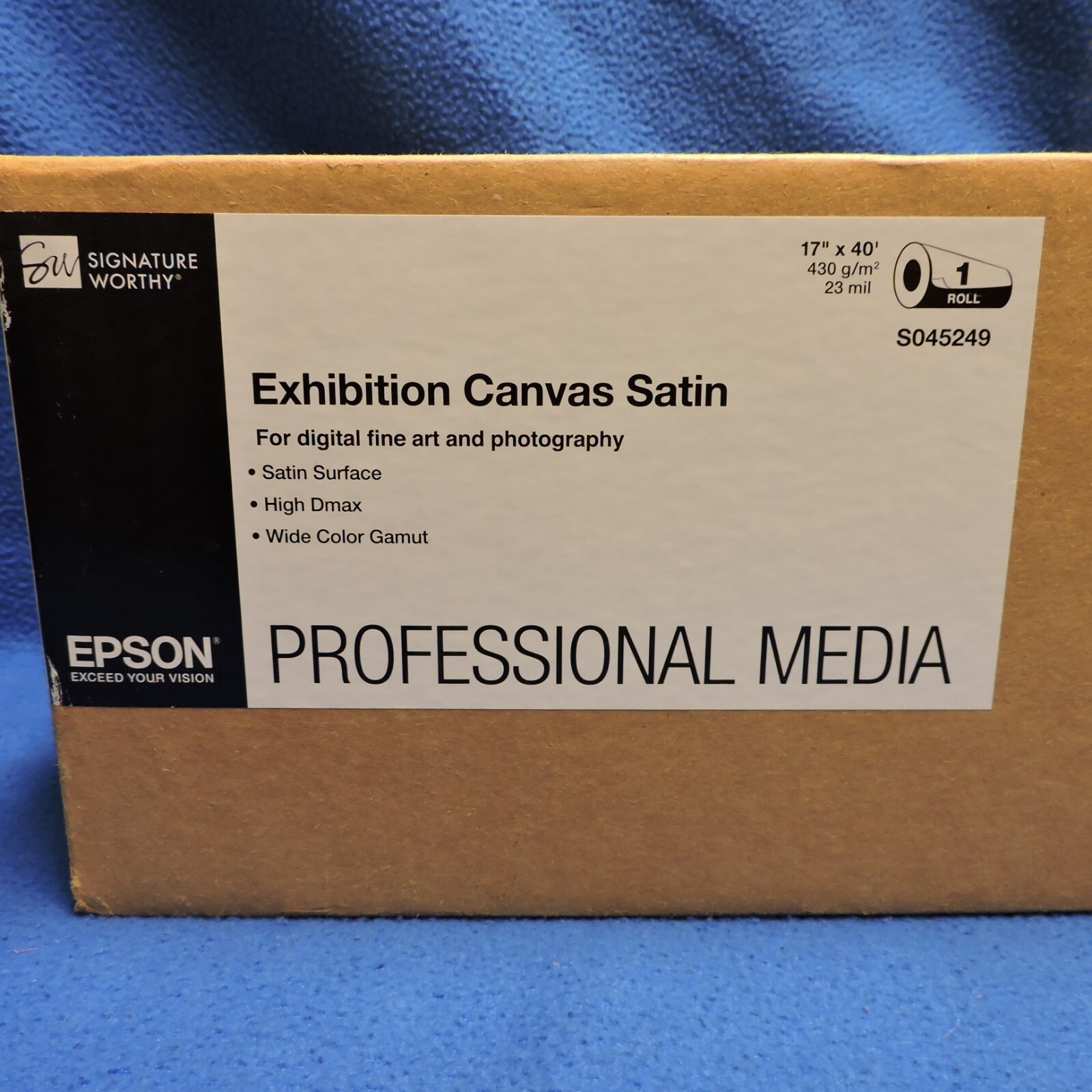 Epson America S045249 17 in. x 40 ft. Exhibition Canvas Satin Paper Roll