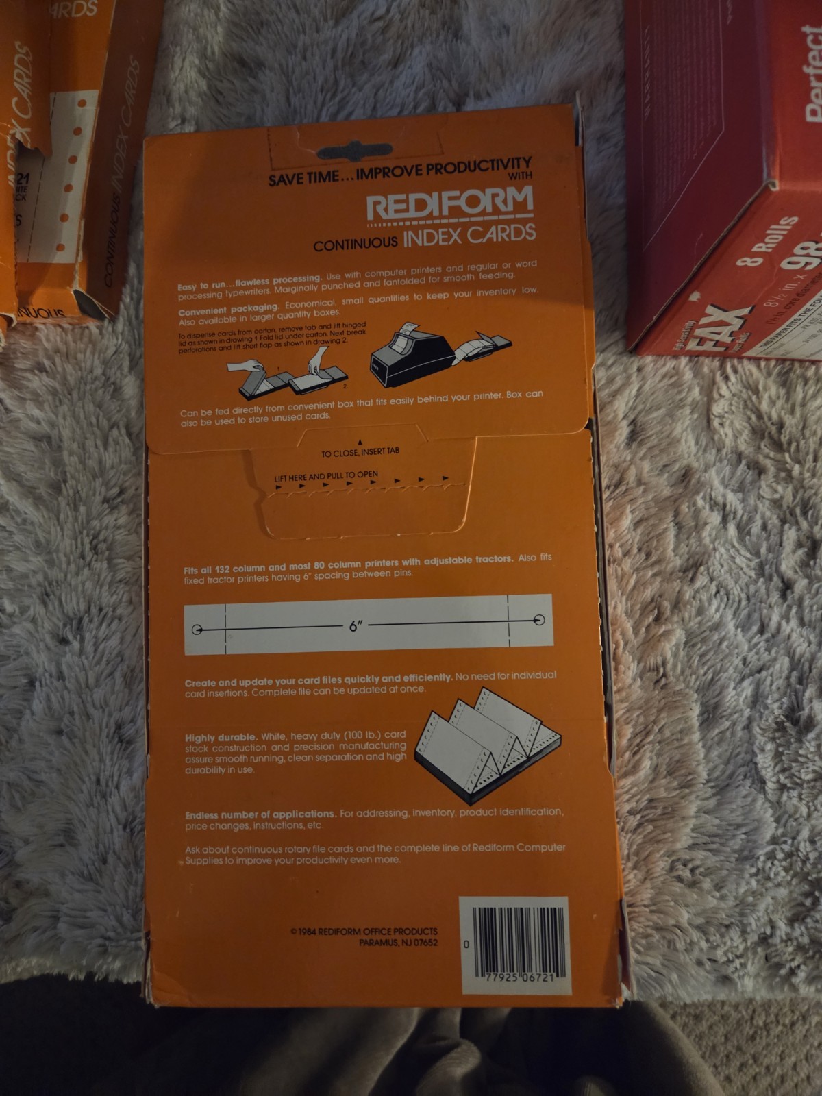 Vintage 1984 RediForm 250 Continuous Index Cards 3in.x6-1/2in.