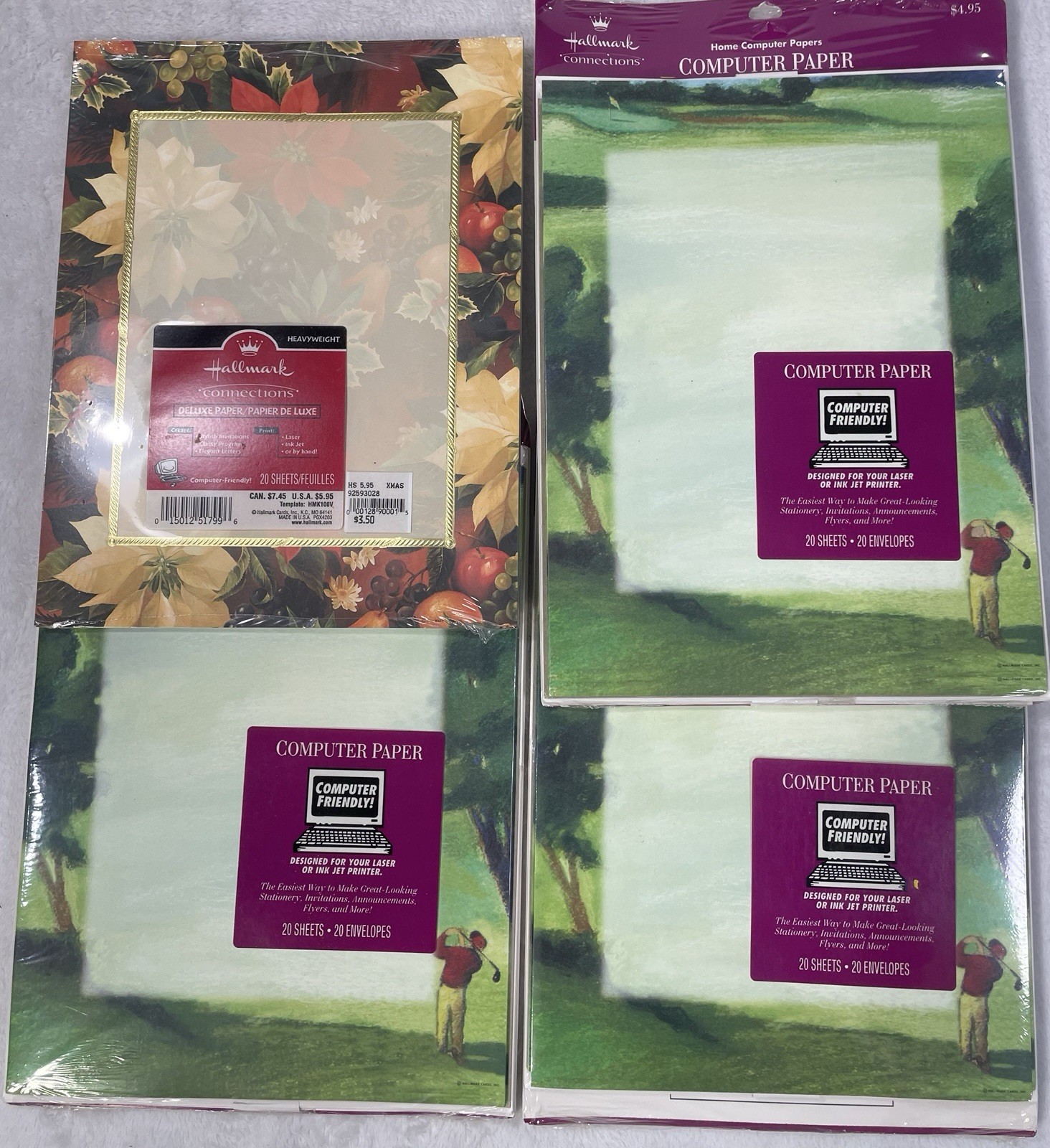 Vintage Hallmark Connections Computer Paper, Four 20 Sheet Packs