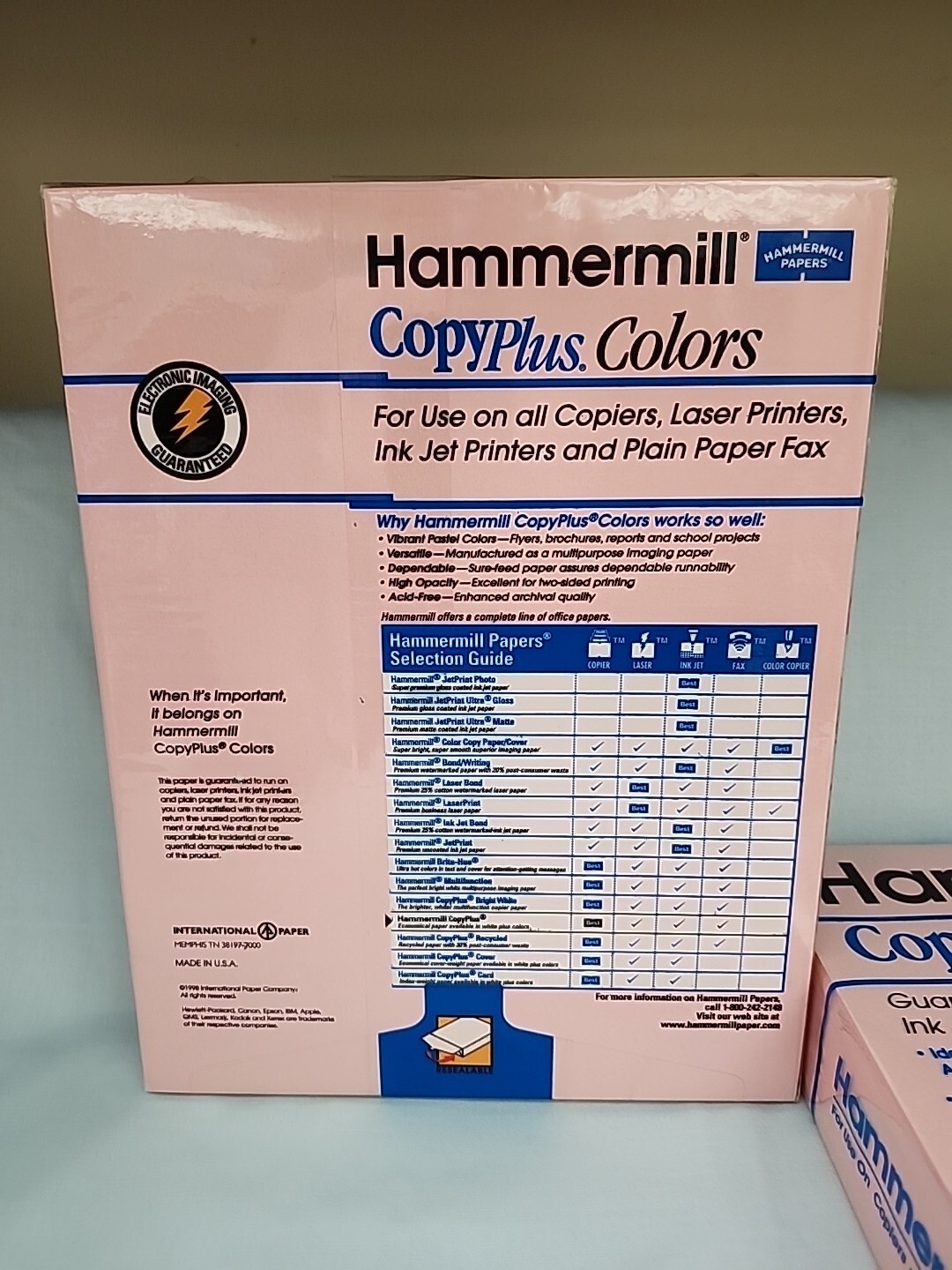 Hammermill CopyPlus Recycled Color Paper 20lb 8-1/2 x 11 PINK 500 Sheets- 2 PKGS