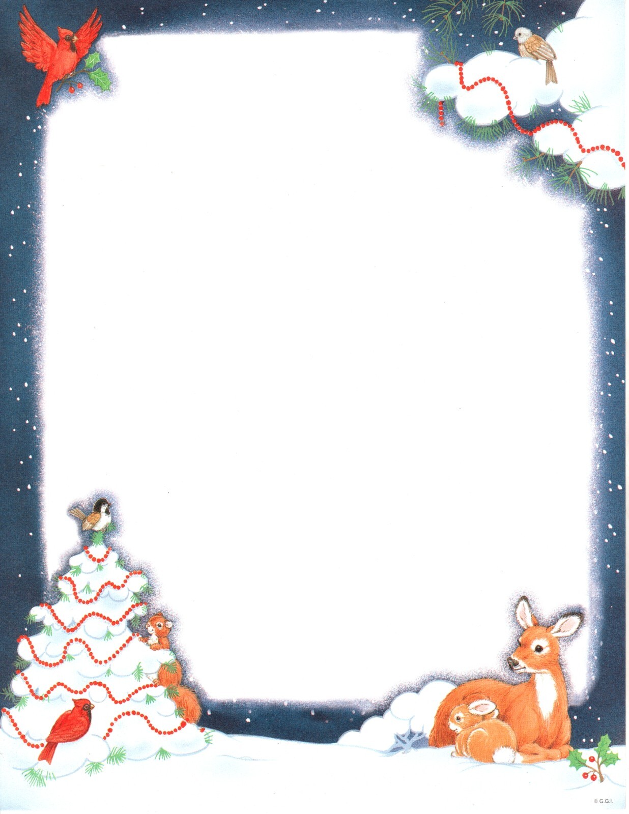 Forest Animals Woods Deer Squirrel Christmas Computer Letter Paper – 18 Sheets