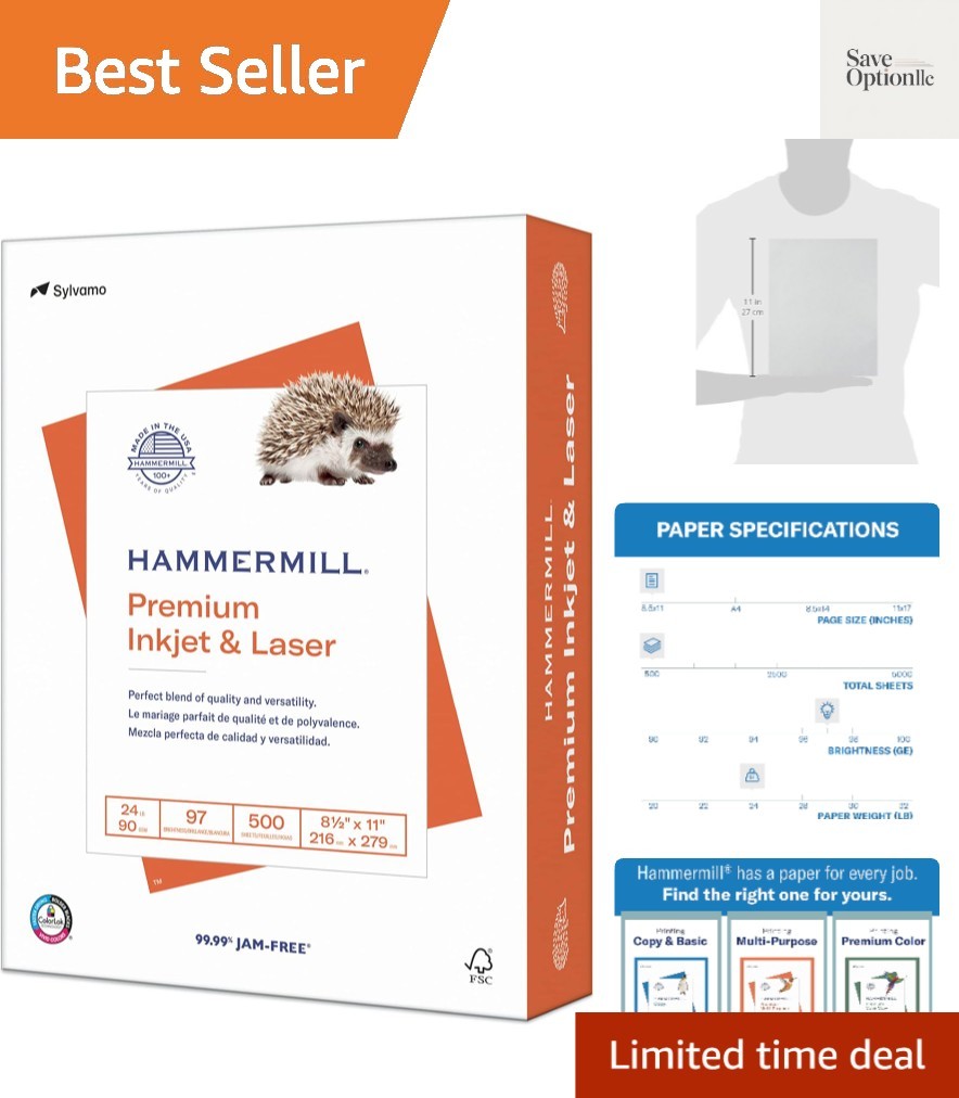 Printer Paper, Inkjet & Laser Paper 24 Lb, 8.5 x 11-1 Ream 500 Sheets – 97 B…