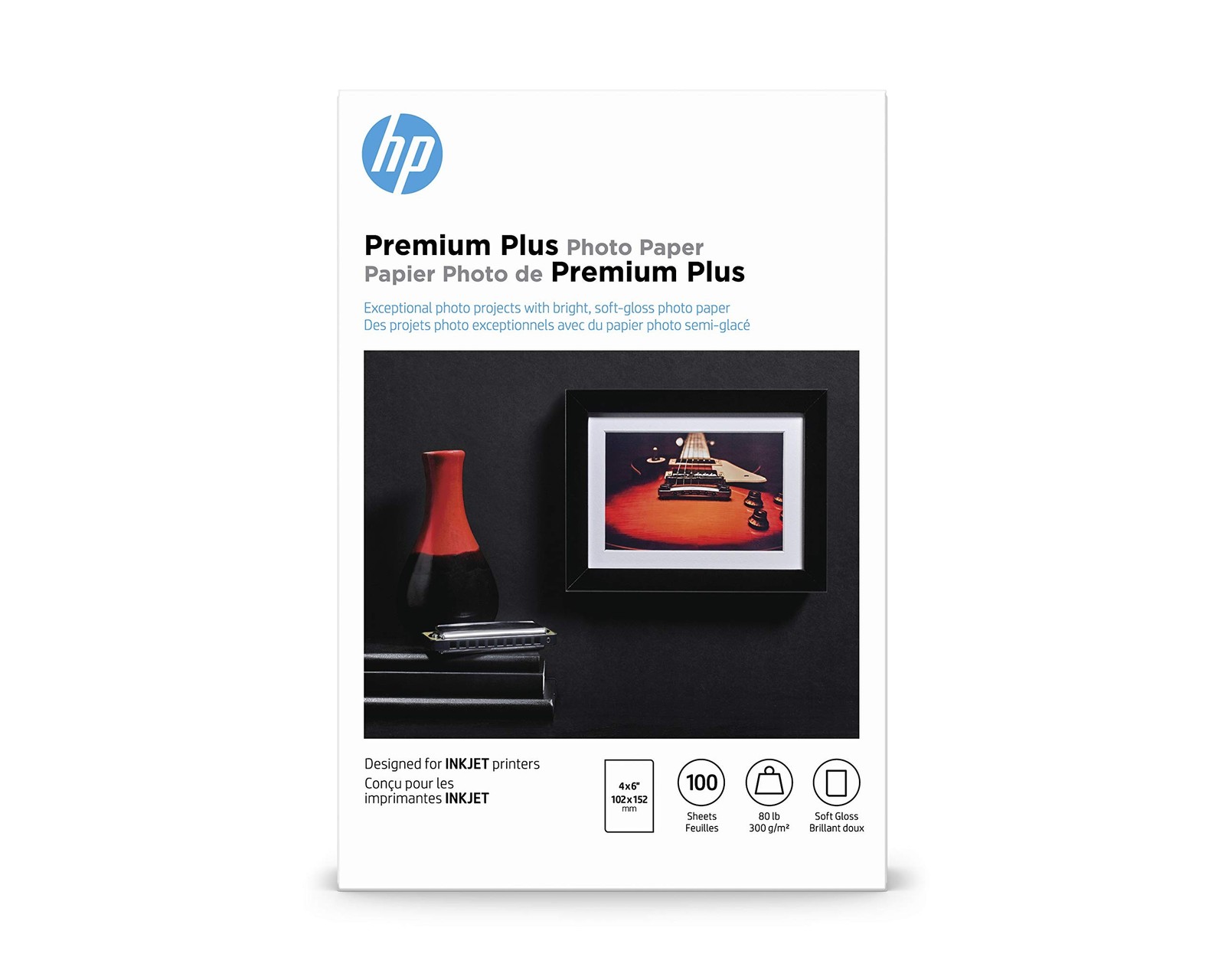 HP Premium Plus Photo Paper, Satin, 4×6 in, 100 sheets (CR666A) 4 x 6