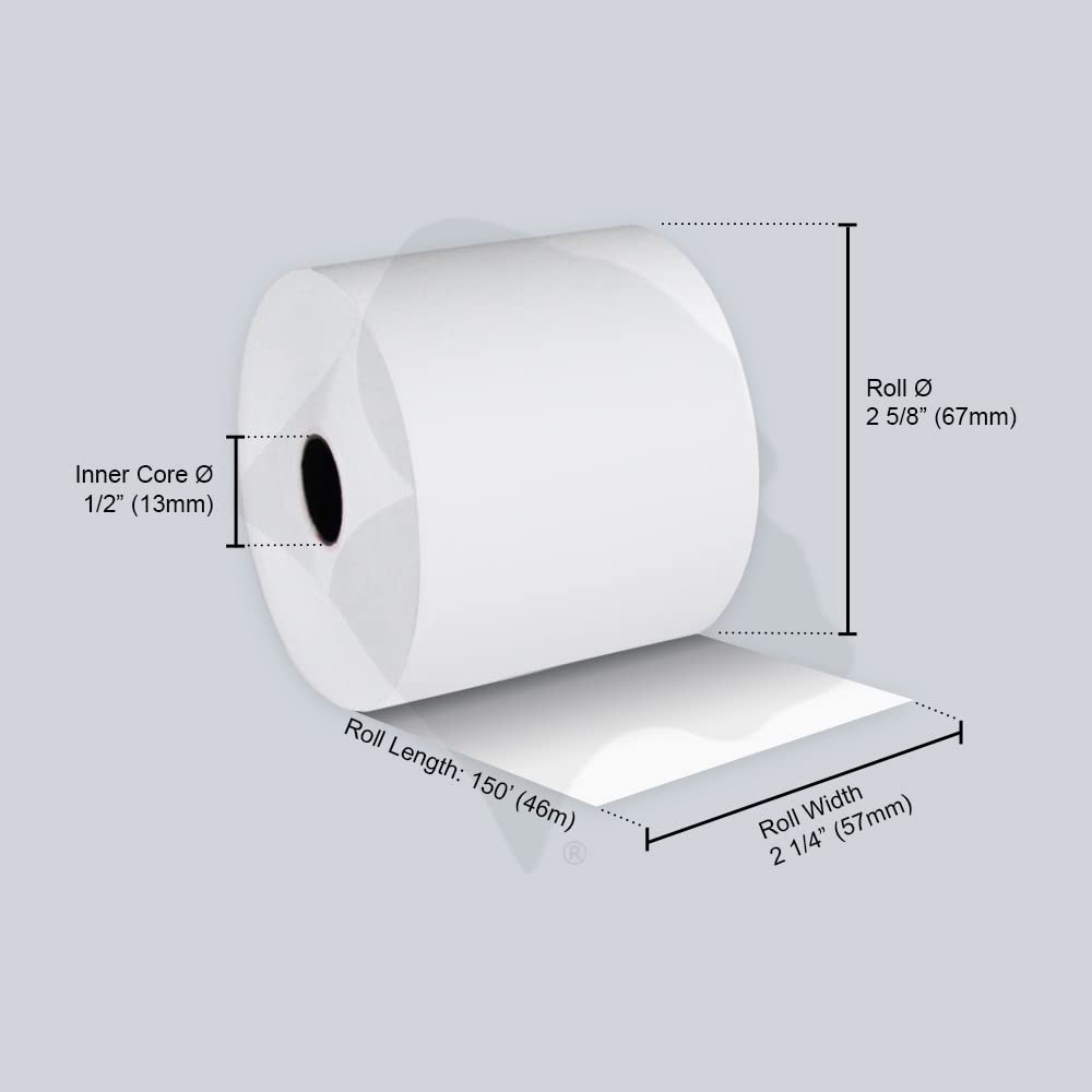 Gorilla Supply 2 1/4 in x 150 ft Bond Paper Rolls, 2.25″ x 150′ Adding white
