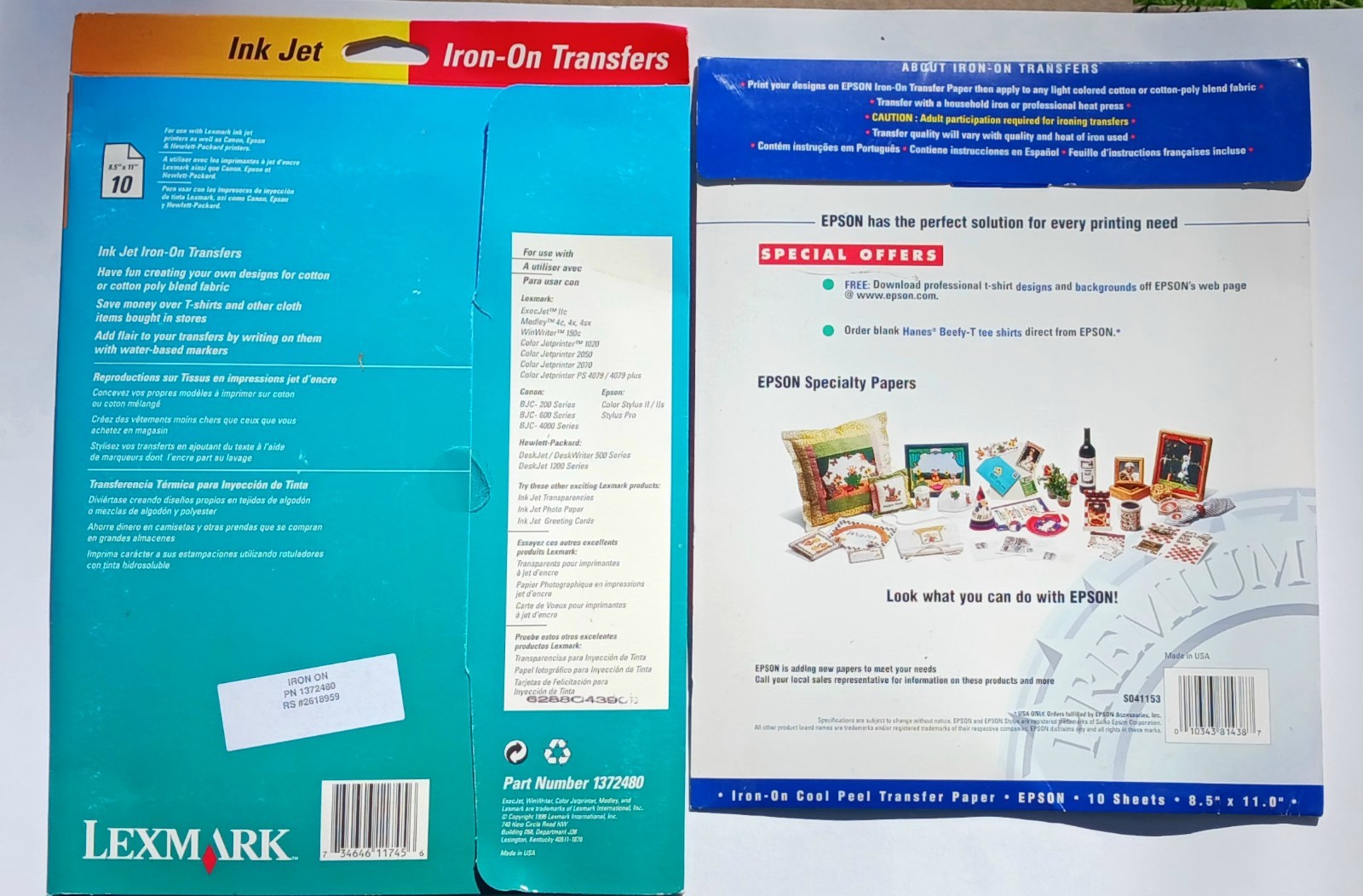 New Lexmark 10 Sheets Open Epson 9 Sheet IRON-ON Transfer Paper Inkjet Printers