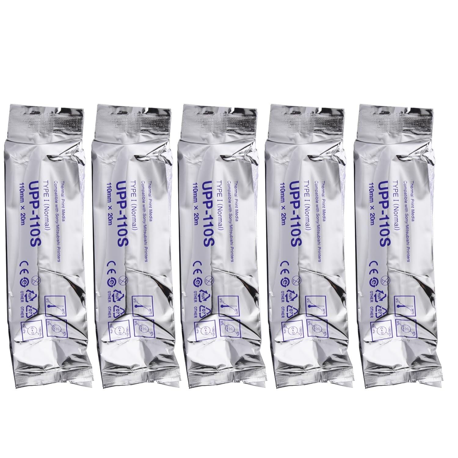 UPP-110S Ultrasound Paper – 5 Rolls, 110mm x 20m, Black & White Printing