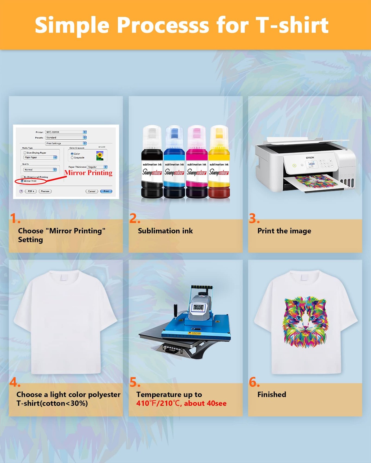 Stampcolour 170 Sheets Sublimation Heat Transfer 8.5×11 inch A4 for Any Epson…