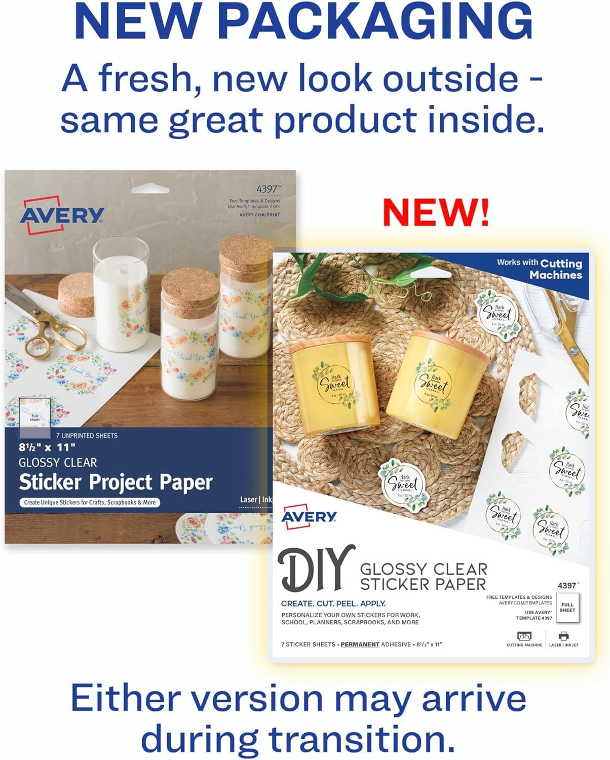 Avery Printable Sticker Paper, 8.5″ x 11″, Laser & Inkjet Printers, Glossy Clear