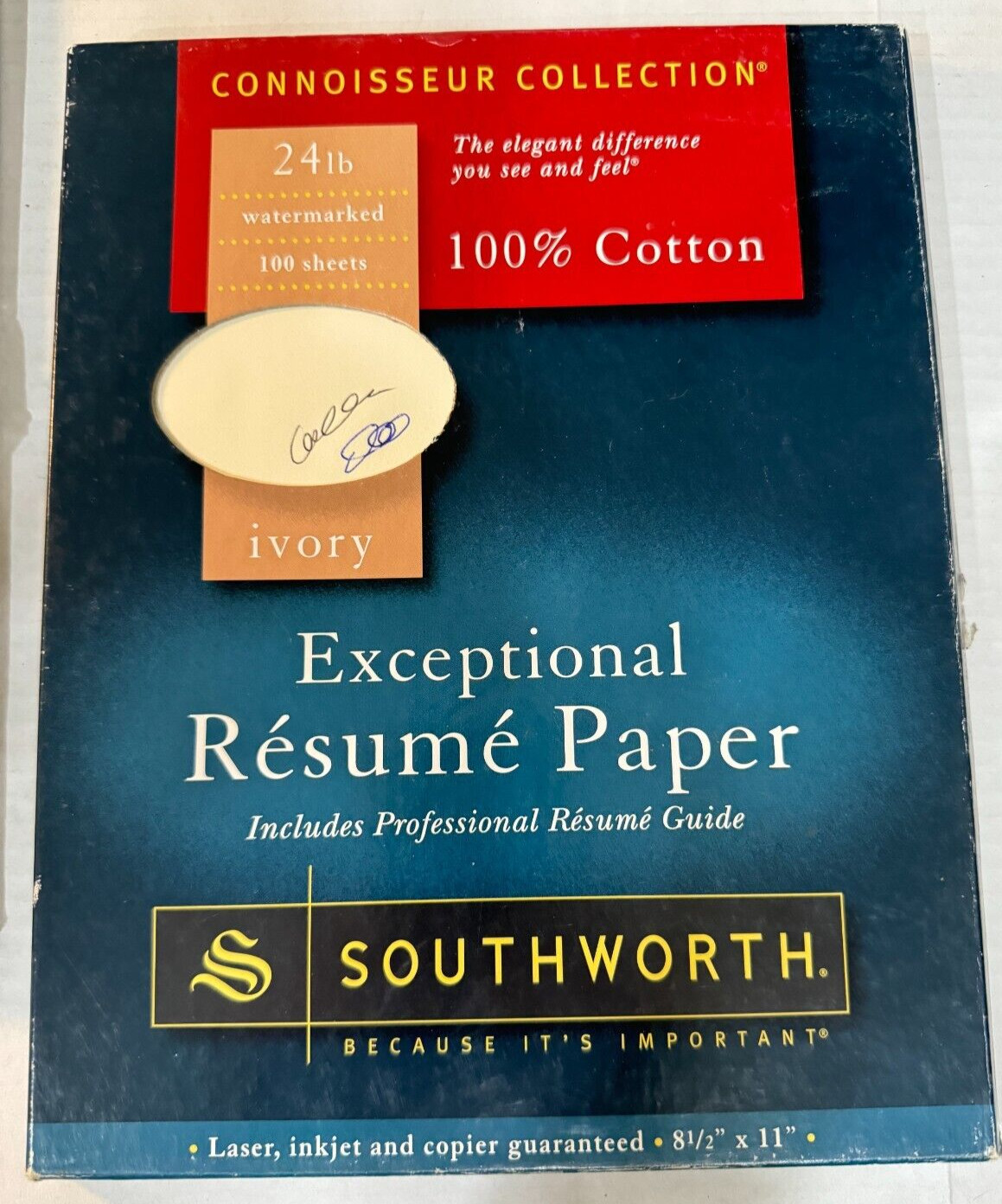 Résumé Paper Cotton Fiber, Granite Ivory & White Letter 8 1/2″ x 11″ LOT of 4