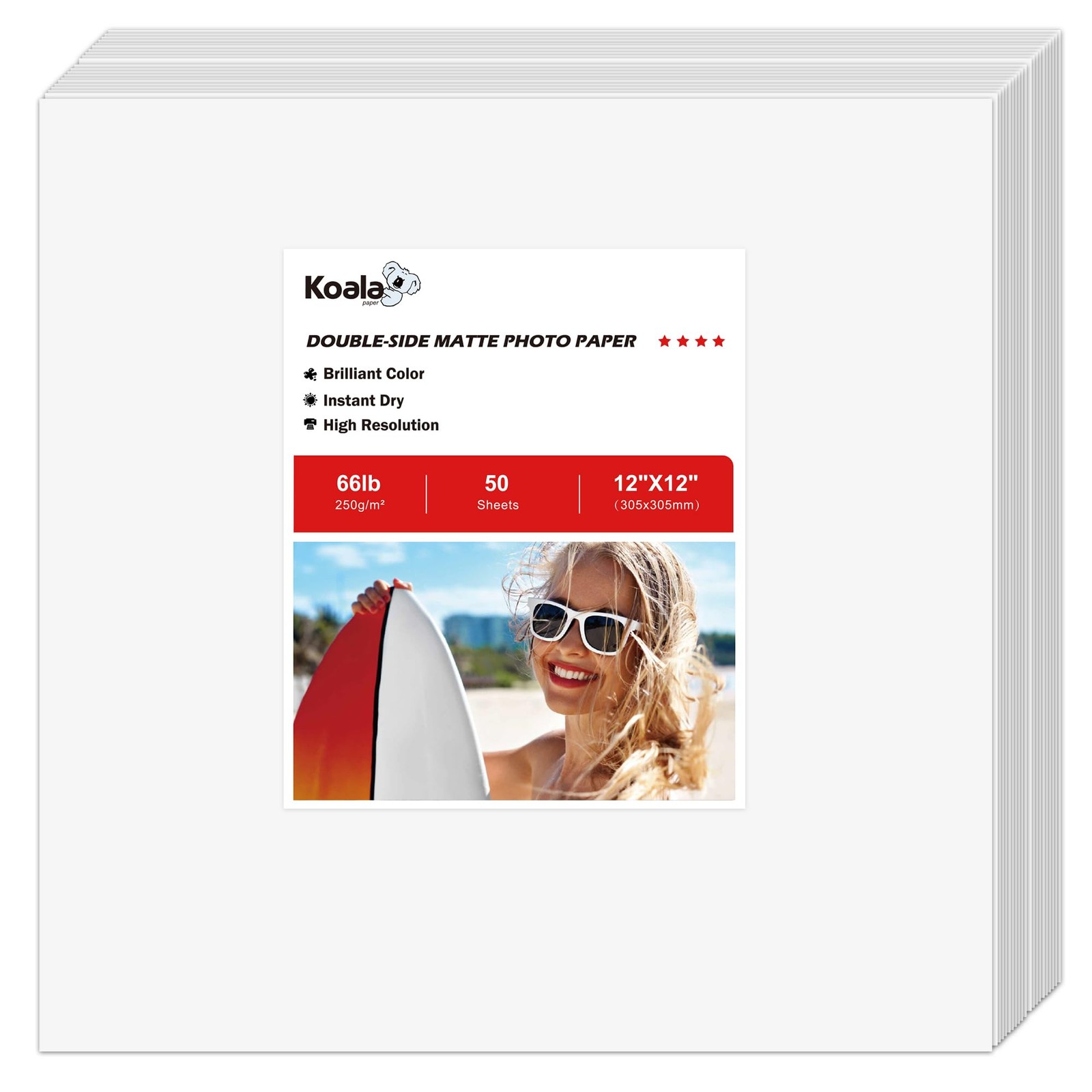 Koala Double Sided Matte Thick Photo Paper 12×12 In 250gsm 50 Sheets