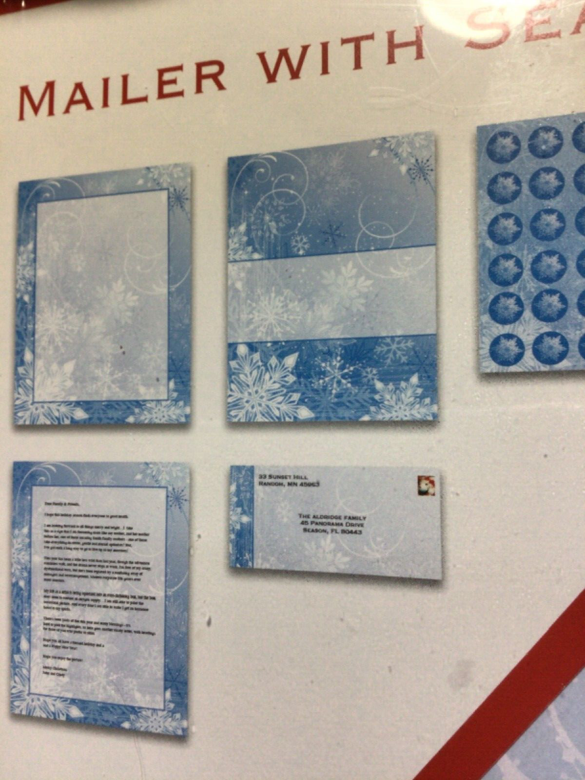 Holiday Stationary Geographics Mailer with Seals 8-1/2″ x 11″ SNOWFLAKES 24 set