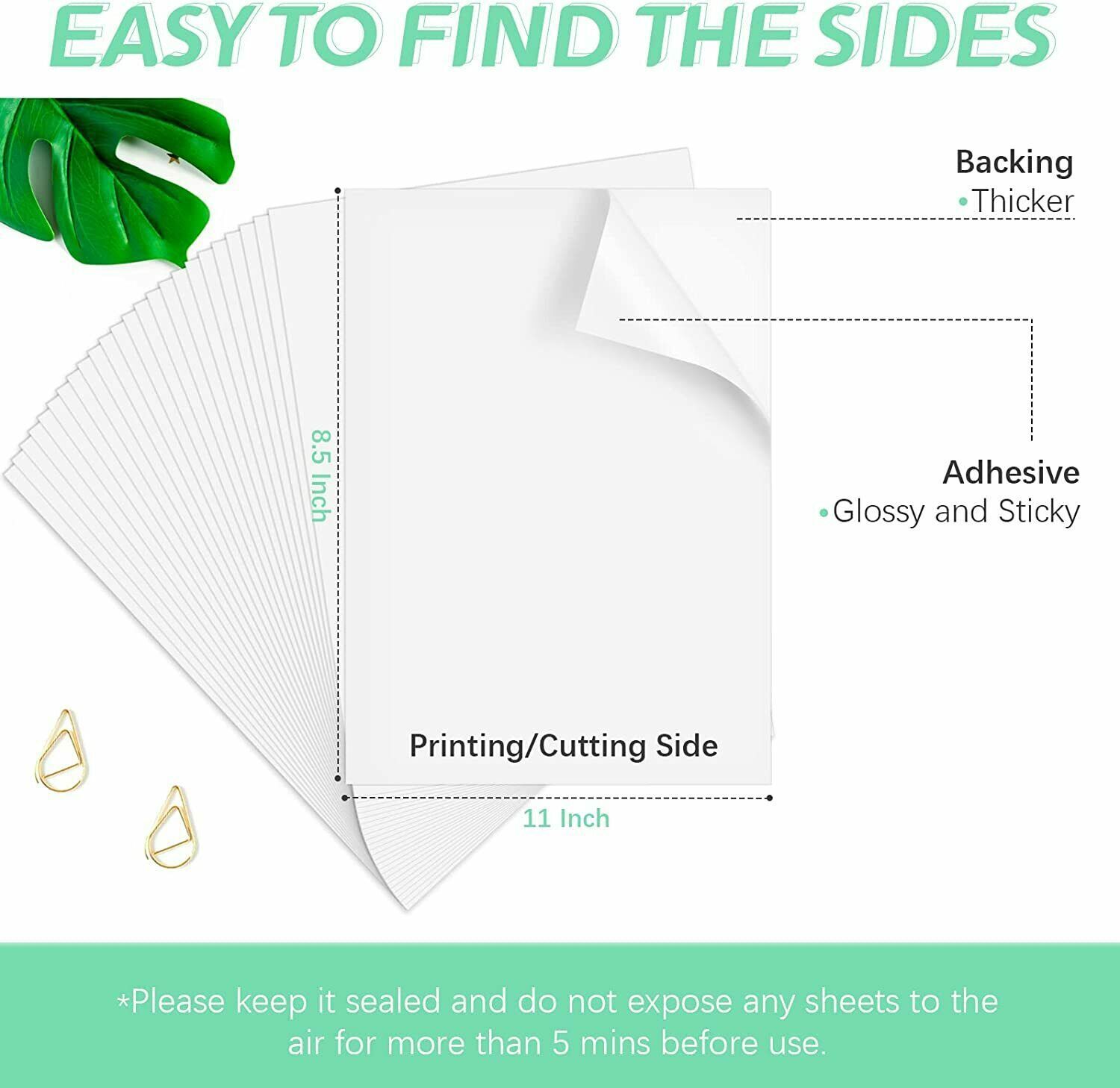 Waterproof Printable Vinyl Sticker Paper for Inkjet Laser Printer 8.5″x11″ US