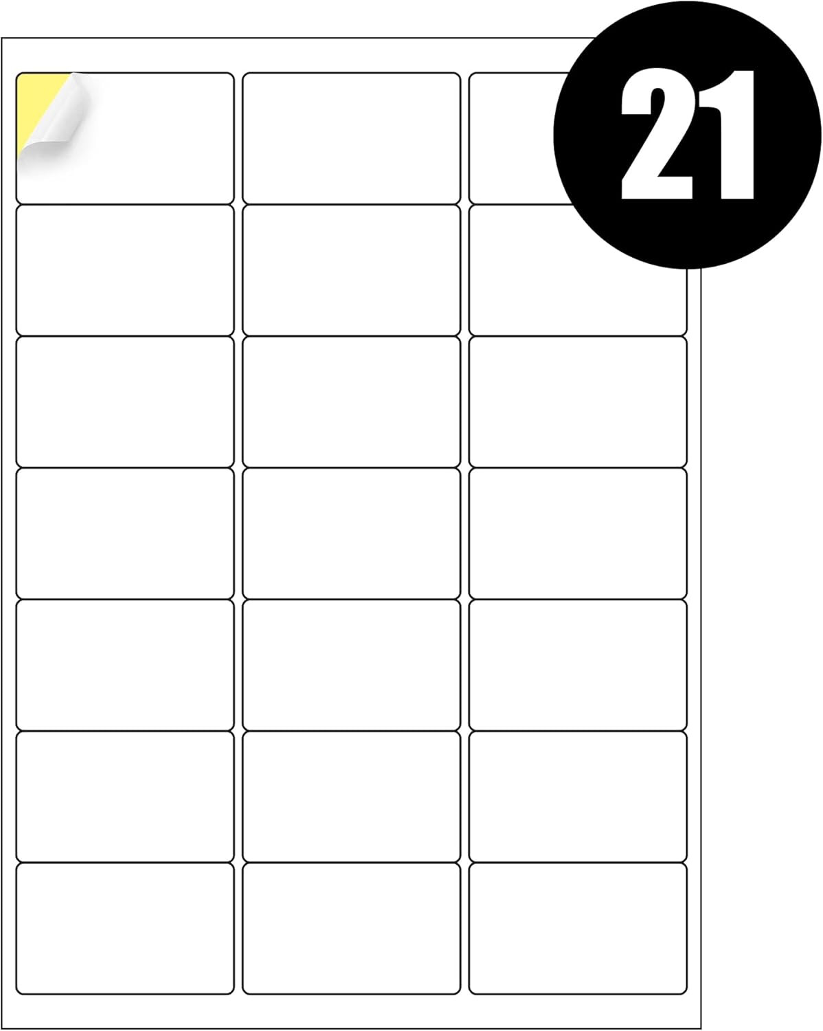 21 Labels per A4 Sheet, 50 Sheets 1050 Sticky Label, Printable Sticker Paper, M