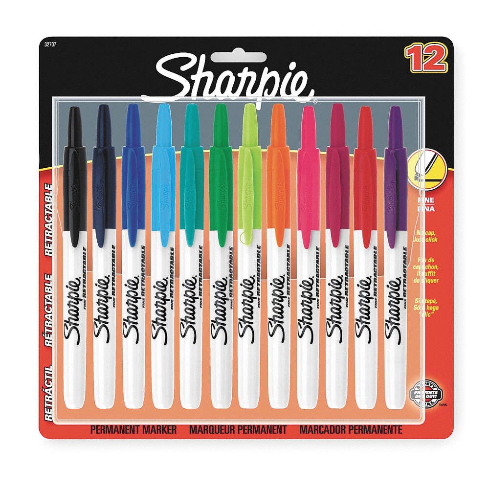 SHARPIE 32707 Permanent Marker Set,Assorted,PK12 1TNH6