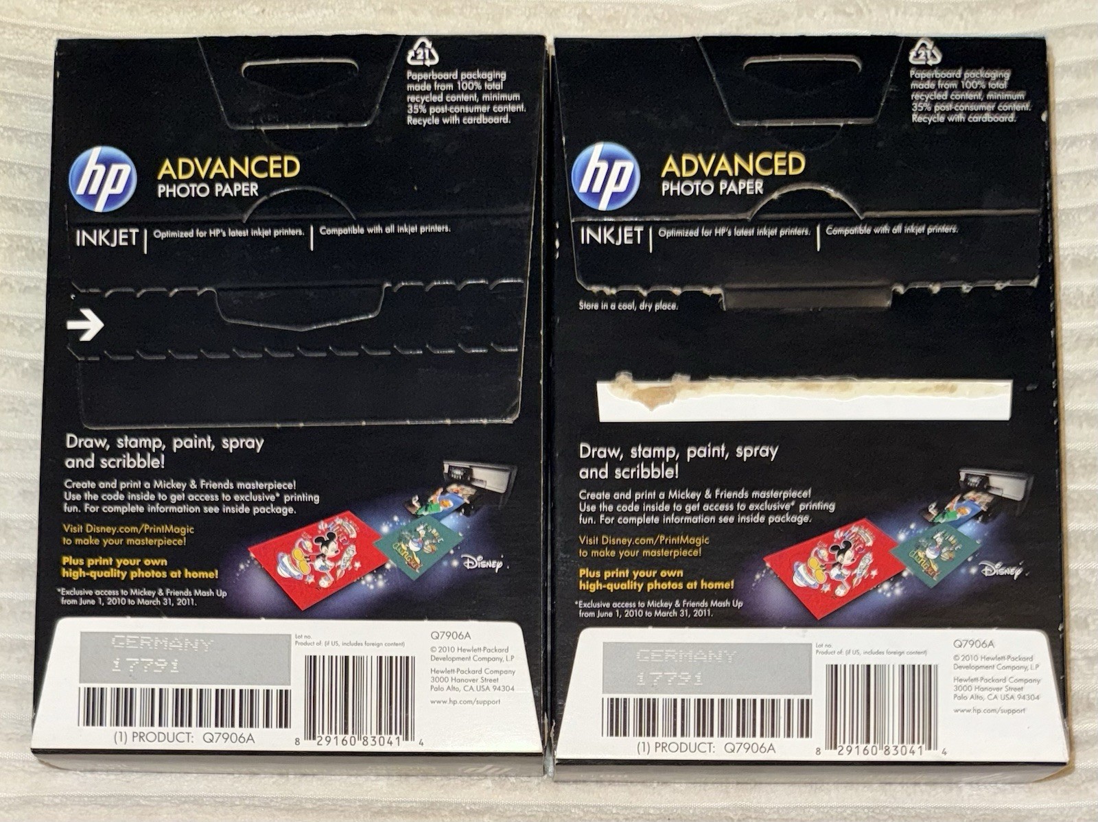 2 HP Advanced Photo Paper 4”x6” Glossy 100 Sheets 165 Total 1 Box Was Opened
