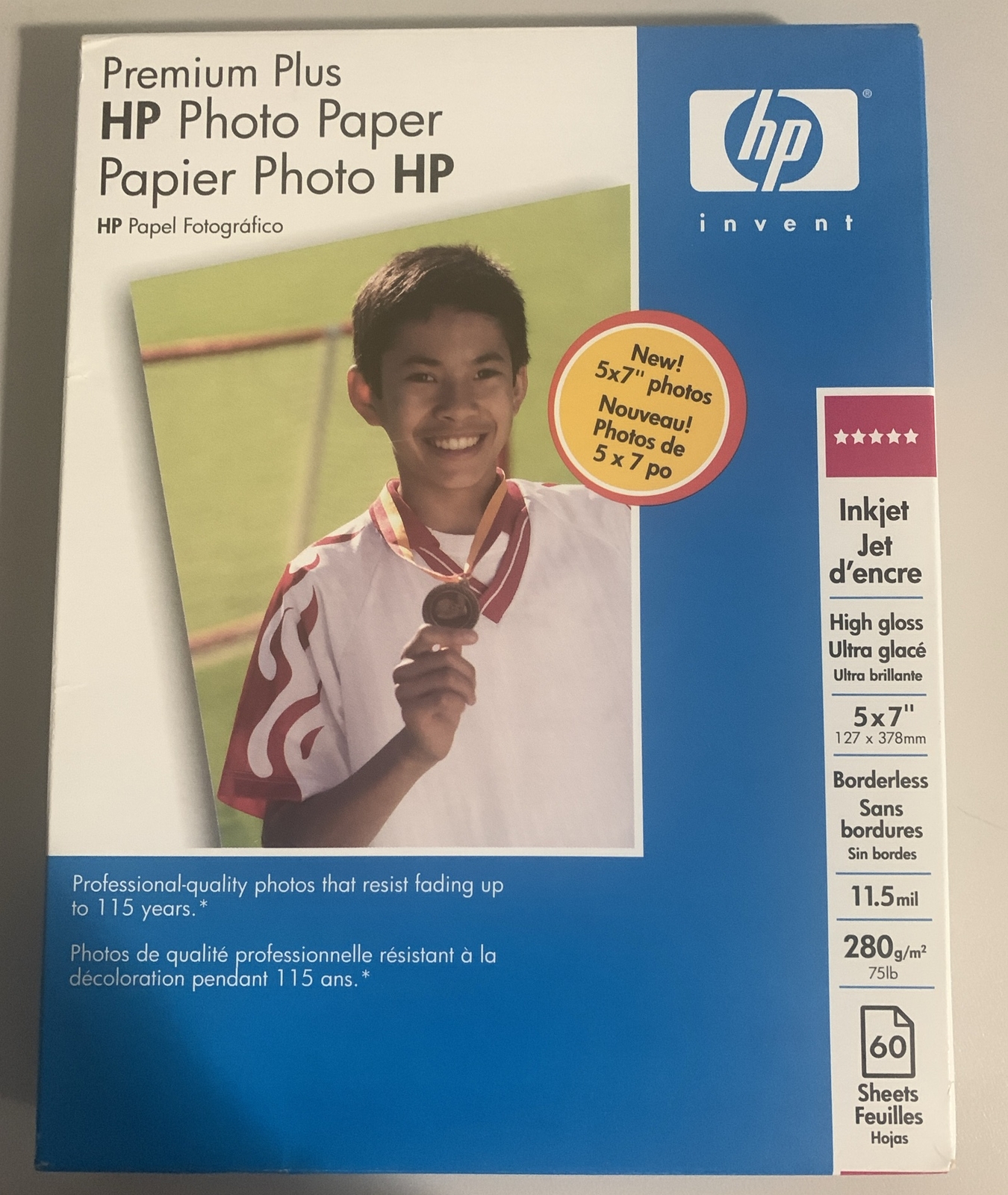 HP Premium Plus Photo Glossy Q6566A Paper 60 Sheets 5×7 75lb For InkJet Printers