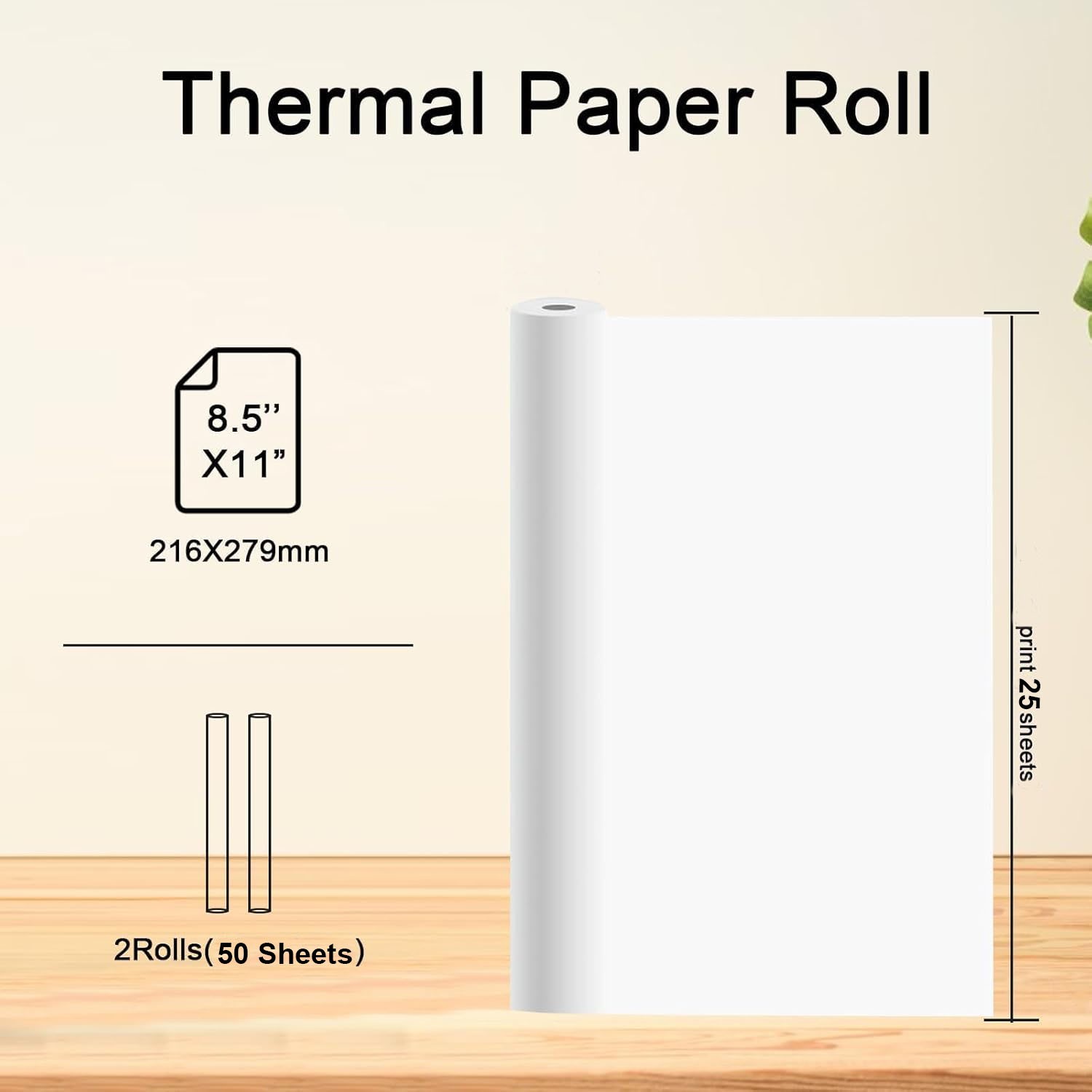 2 Rolls A4 Thermal Paper 8.5 x 11 US Letter Size Printer Paper 25 Sheet/Roll USA