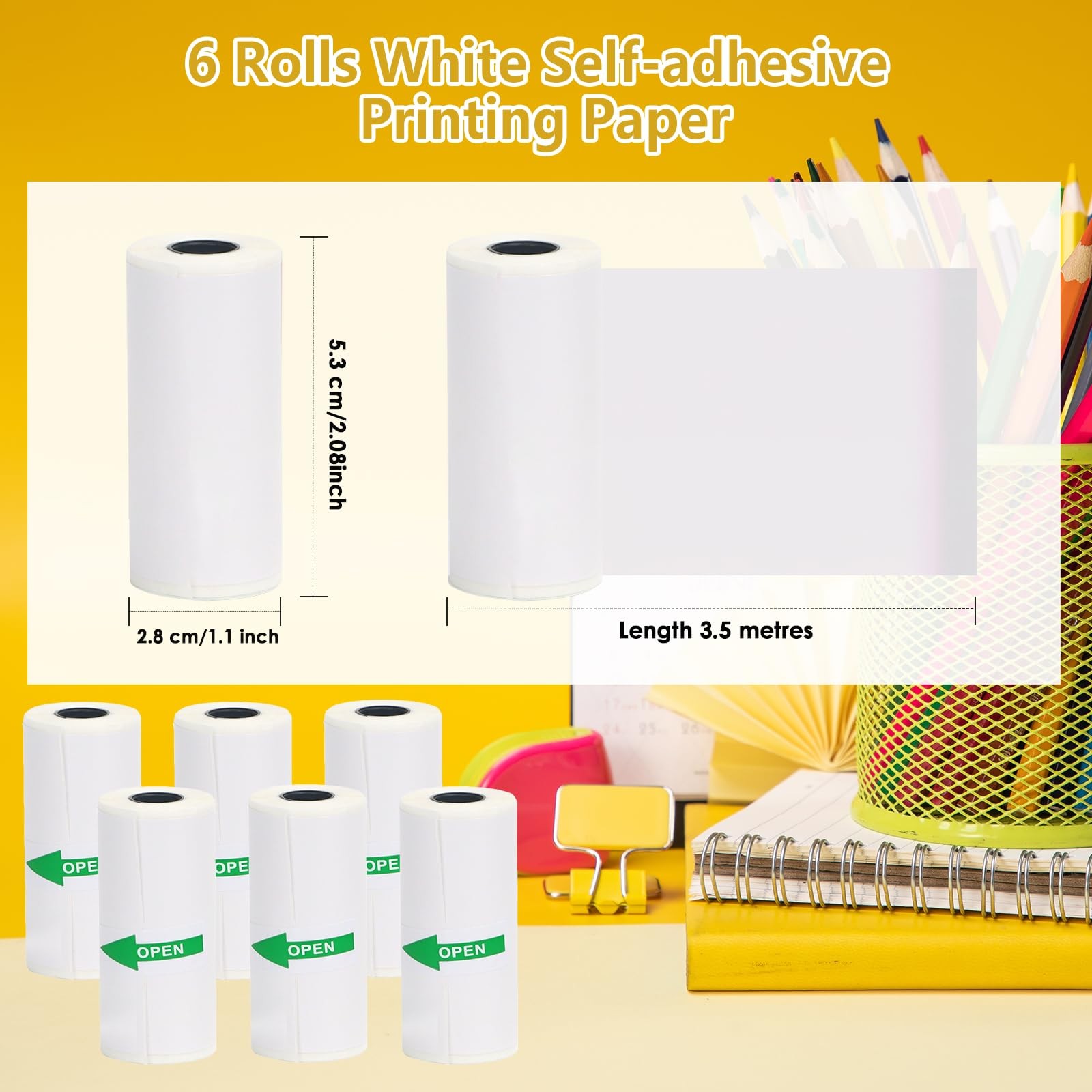 6 Rolls White Thermal Sticker Paper for Phomemo T02/M02/M02S PRO Mini Printer…